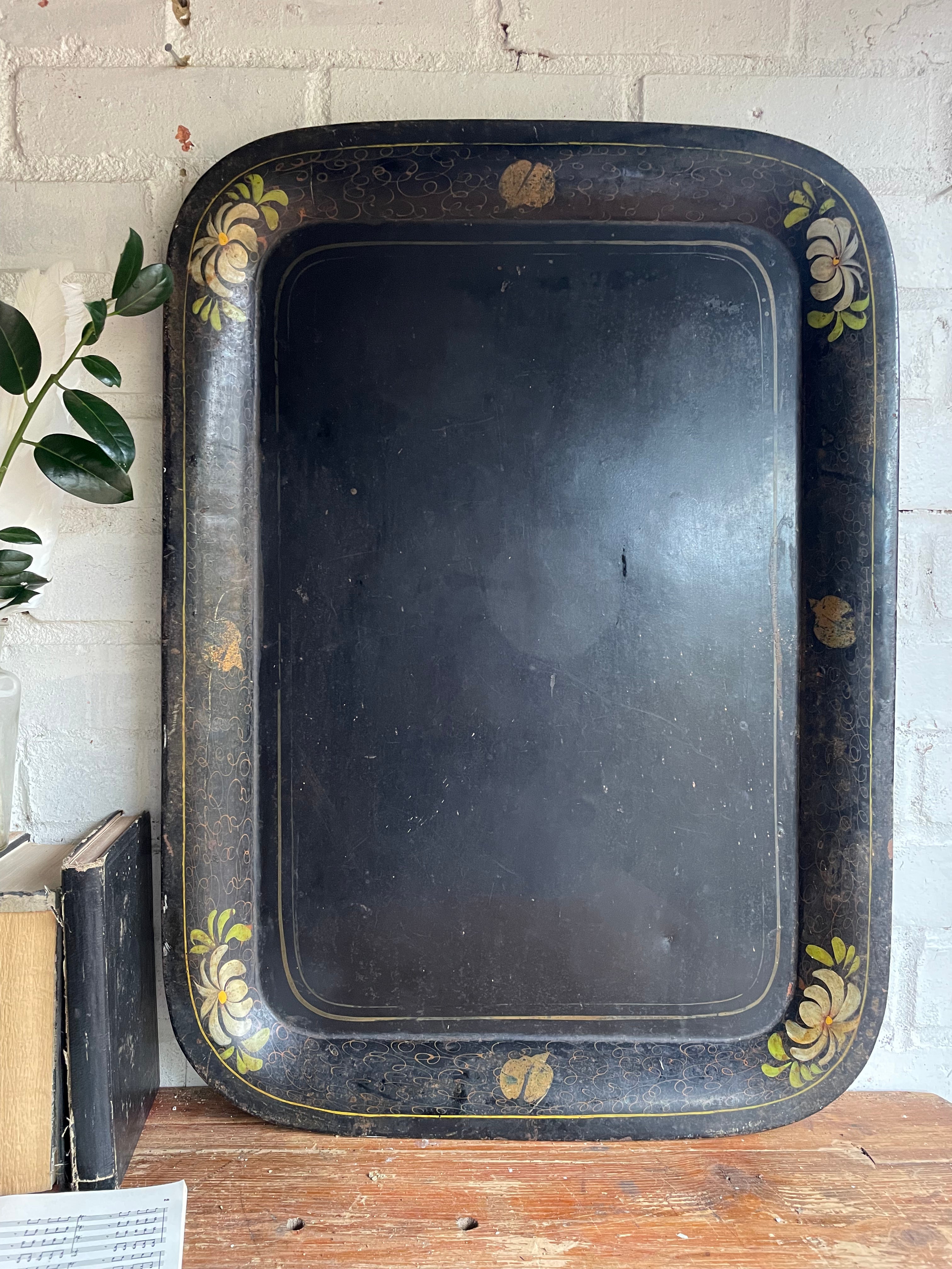 Oversized 19th Century Toleware Metal Tray – Reclectic