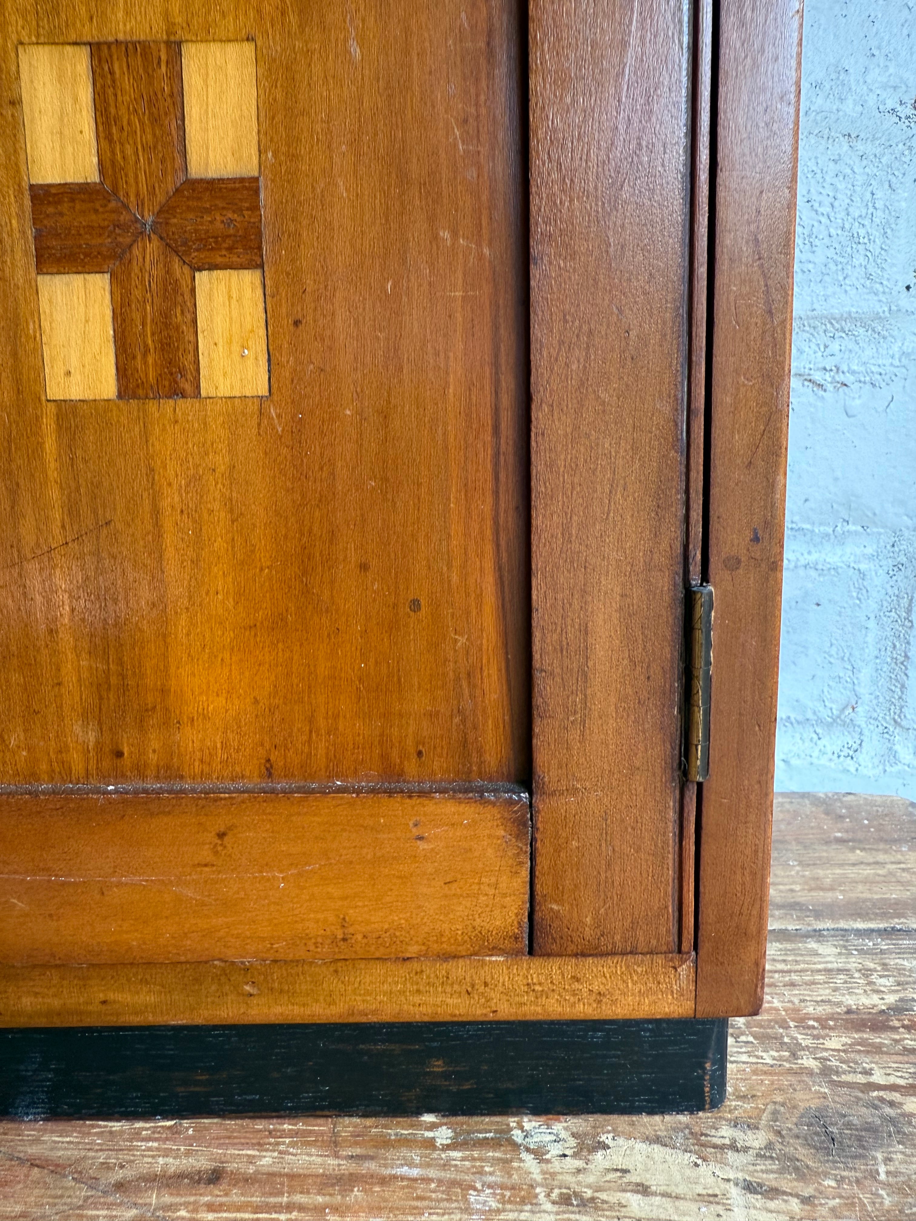 Rare 1930s Wooden First Aid Cabinet with Inlaid “Green Cross”