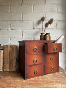 Vintage Miniature Lined Drawers with Metal Handles