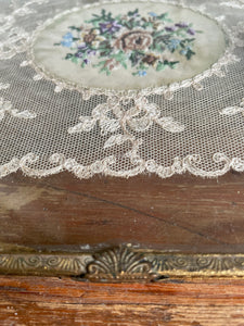 Lace and Gilded Metal Tray