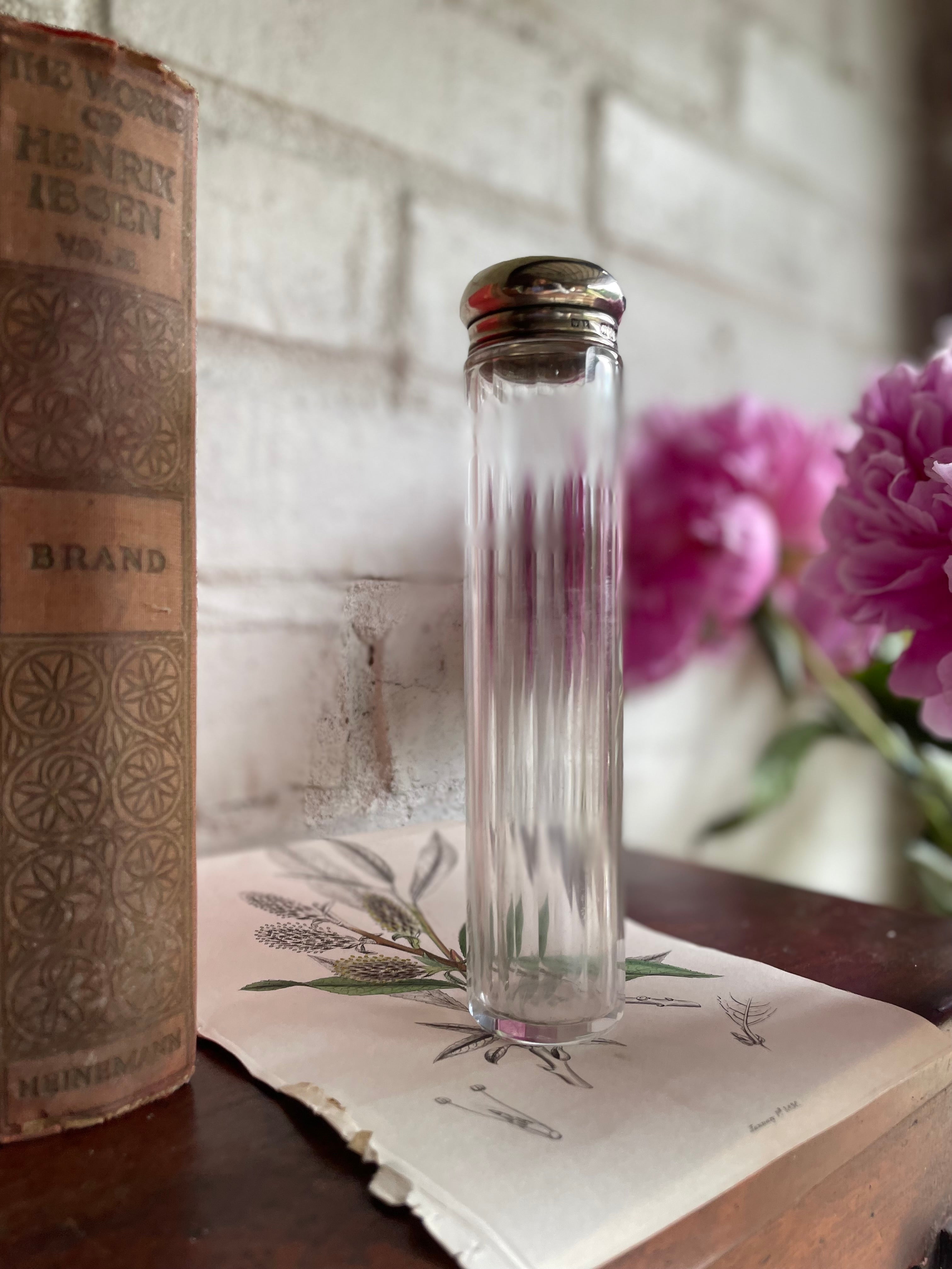 Victorian Silver & Glass Toothbrush Holder