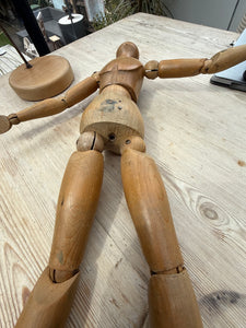 Early-Mid 20th Century French Wooden Oversized Articulated Artists Mannequin with Stand