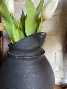 Earthenware Vase in Black Hues