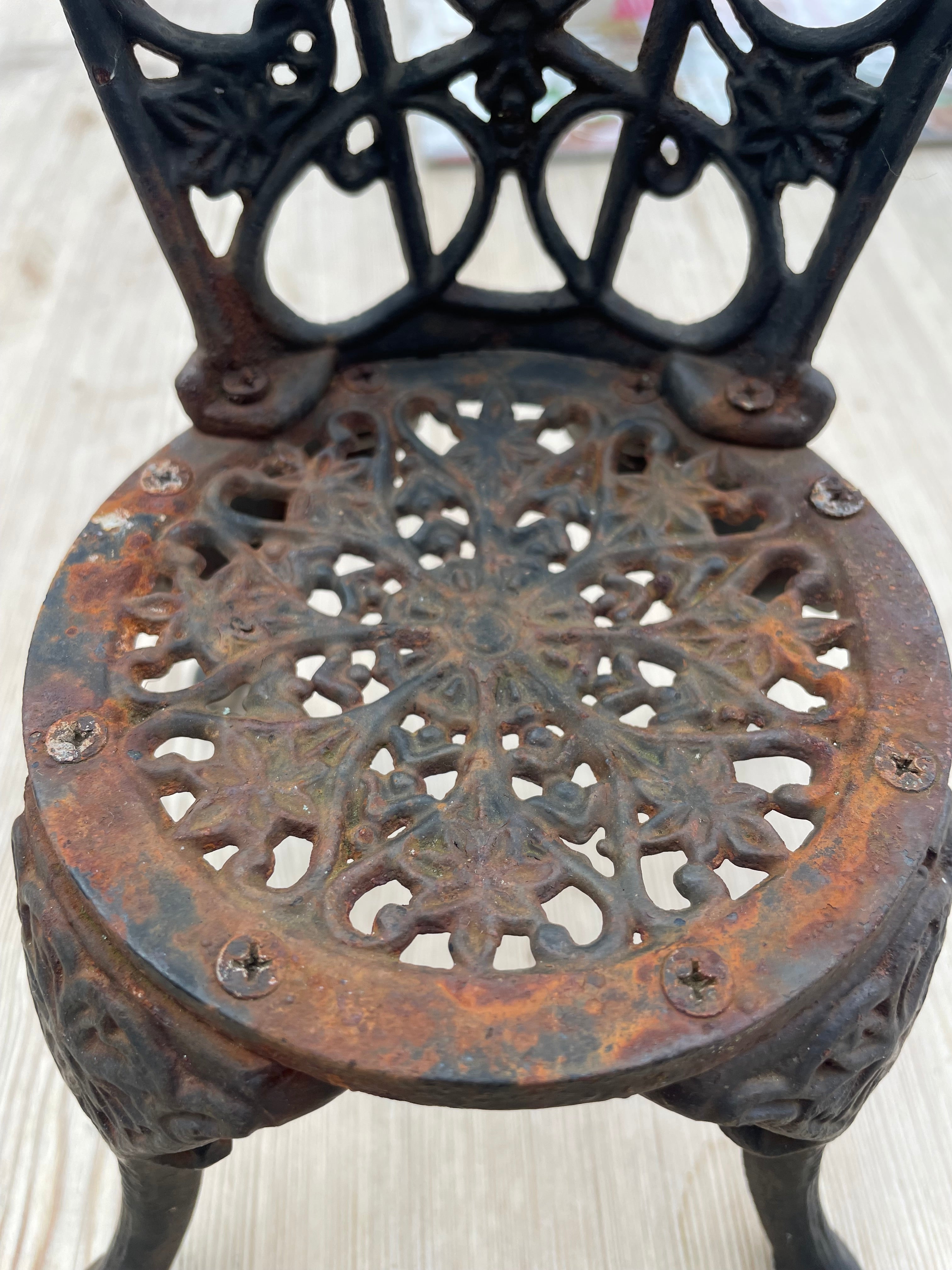 Miniature Vintage Cast Iron Garden Chair