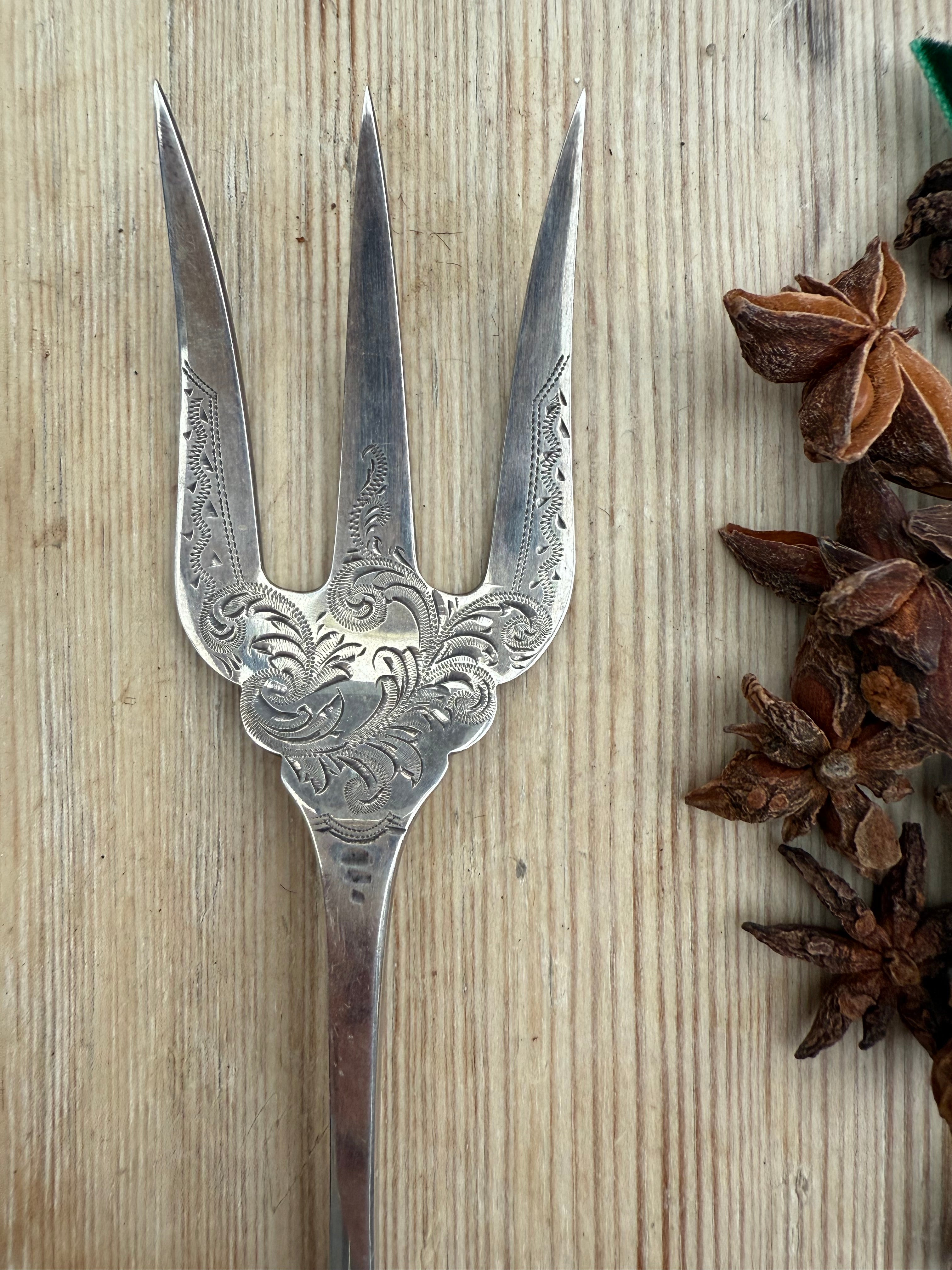 19th Century Silver Plate Sardine Fork