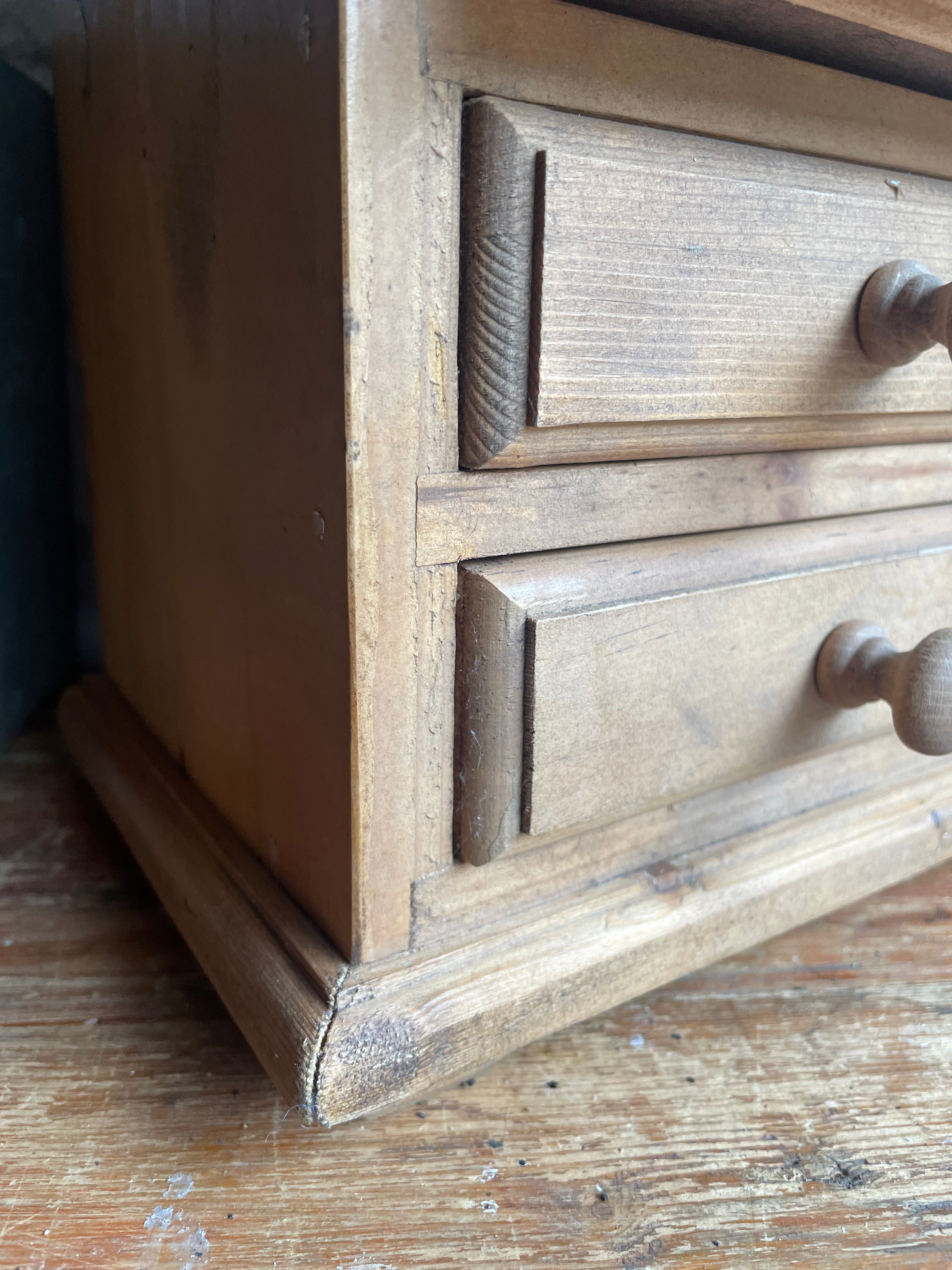Antique Pine Apprentice Drawers with turned knobs