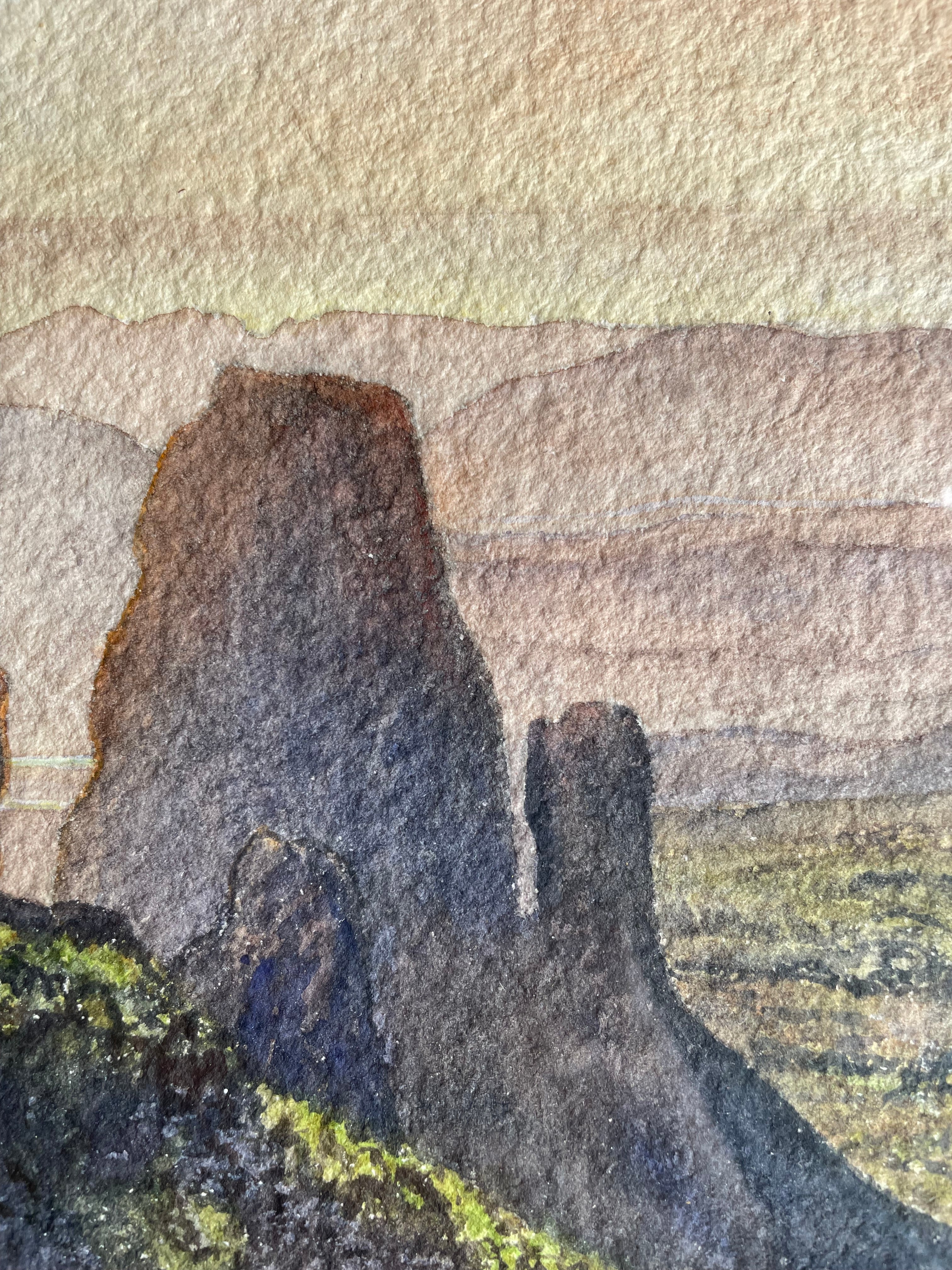 Sweeping Landscape: Signed Watercolour with Wooden Frame