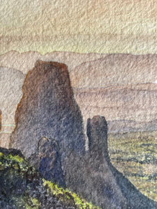 Sweeping Landscape: Signed Watercolour with Wooden Frame