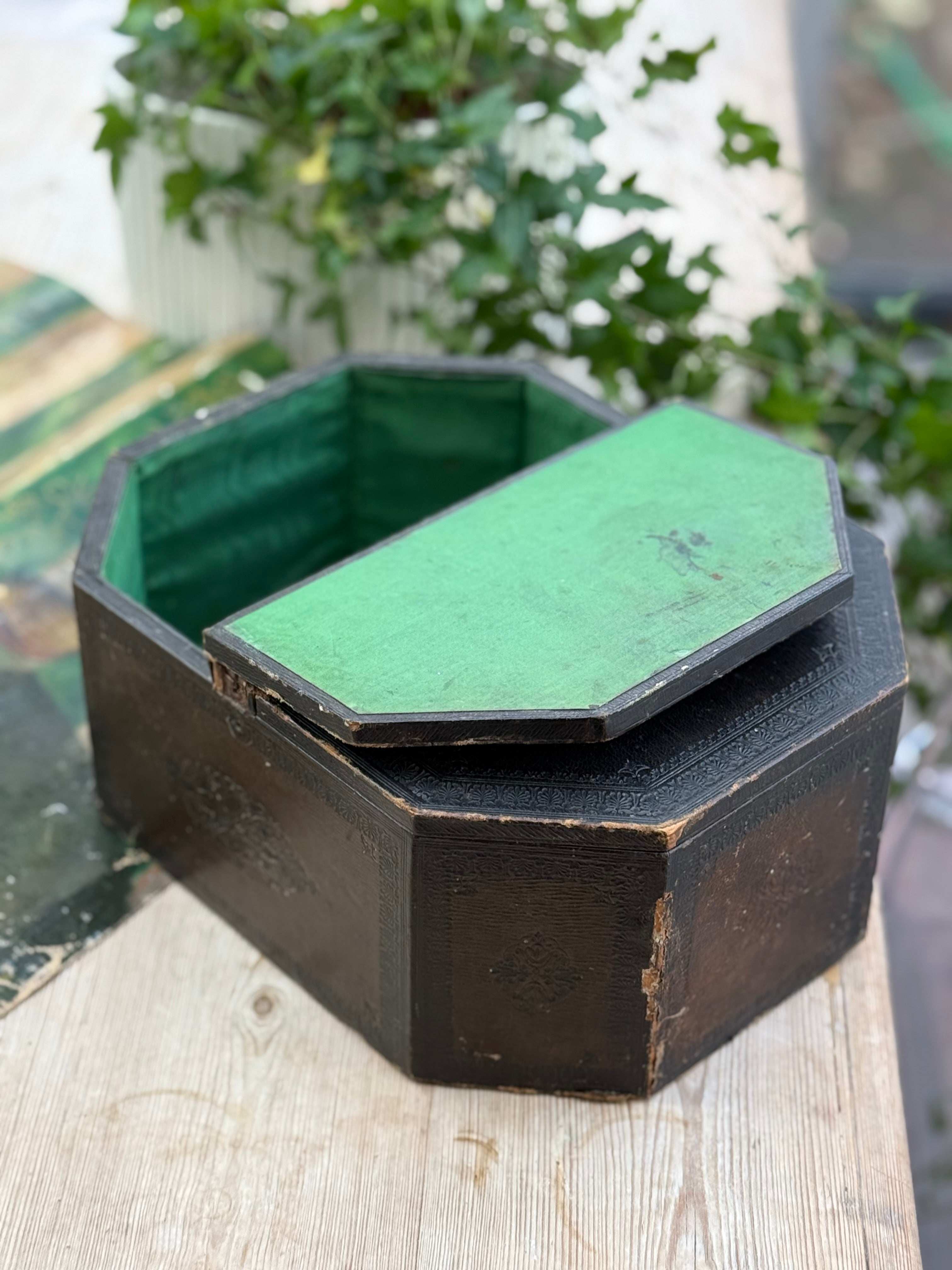 Circa 1880s: Embossed Faux Leather Double-Sided Box