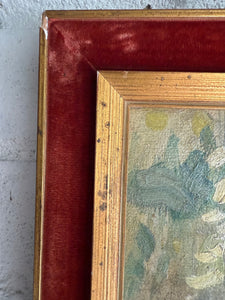 The Lace Hat: Early 20th Century Oil on Canvas with Red Velvet Frame
