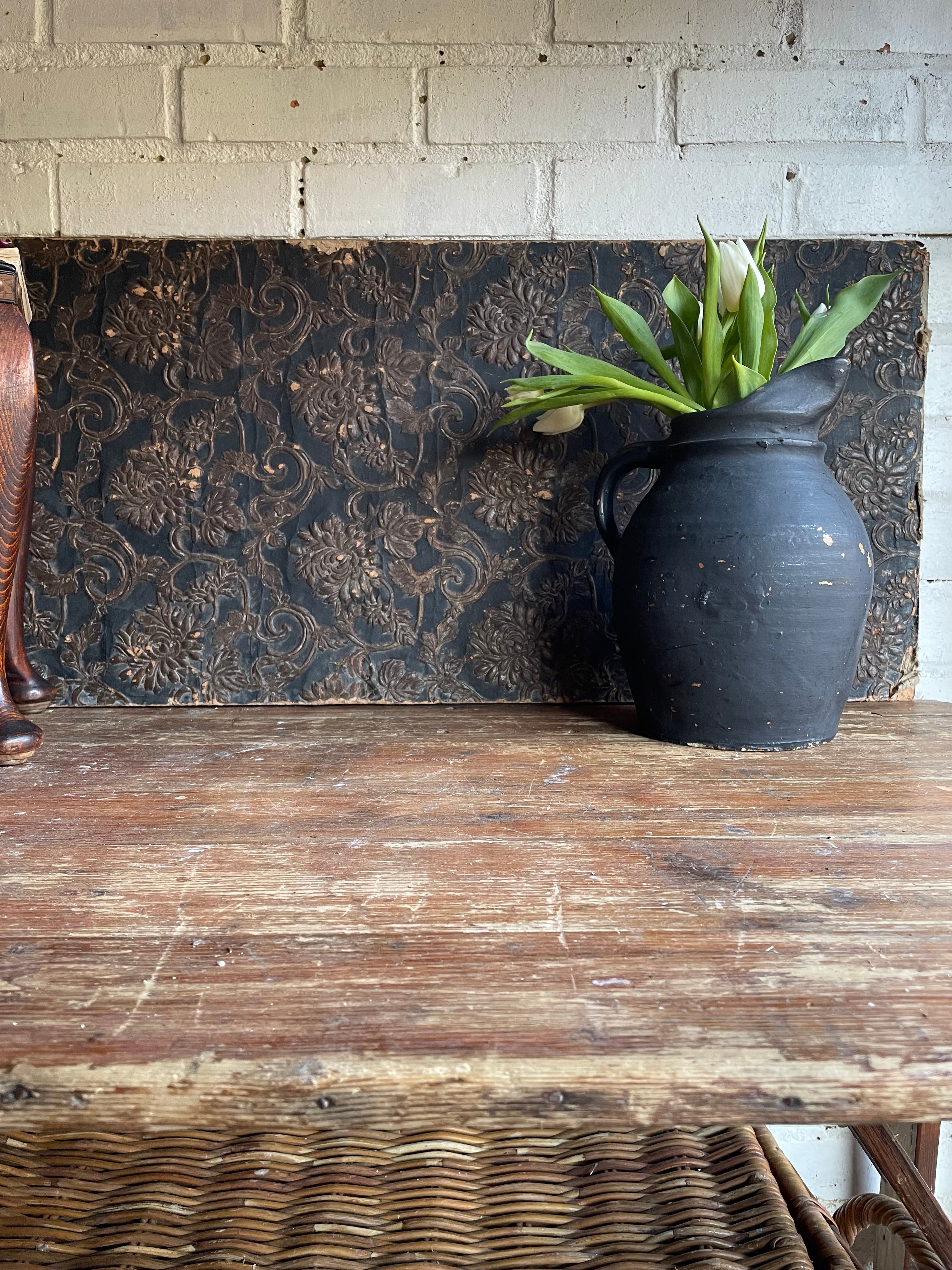 Timeworn Interior Decorators Sample Panel with Victorian Lincrusta Wallcovering