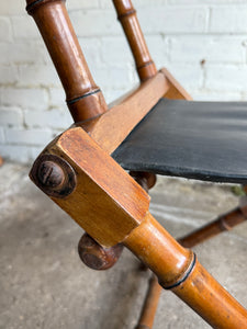 Victorian Faux Bamboo & Leather Folding Campaign Chair