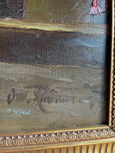 Still Life with an Open Door: Oil on Canvas with Gilt Frame