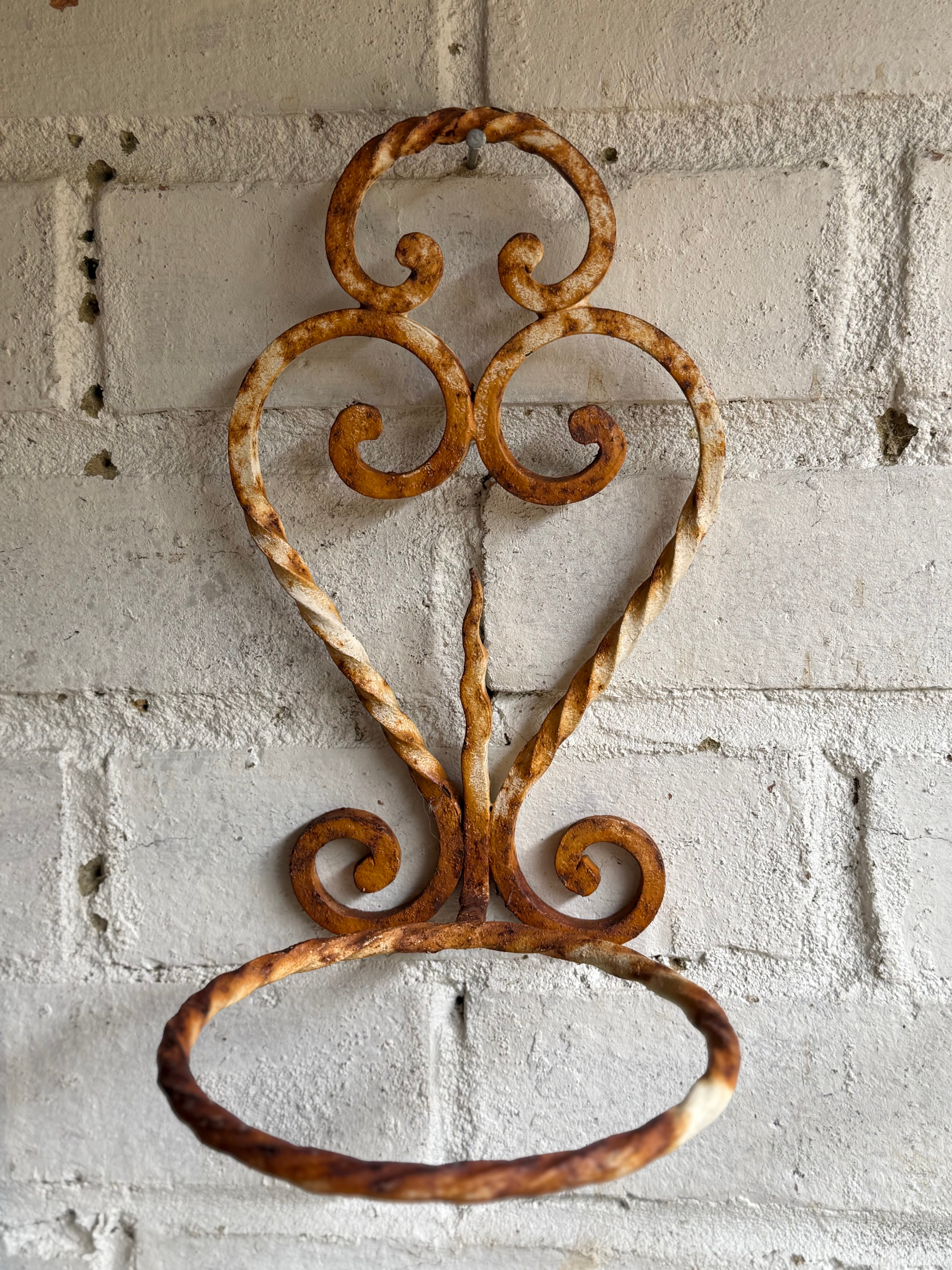 Rustic French Iron Plant Holder with Antique Resin Pot 2