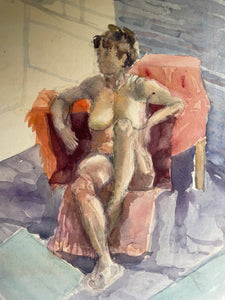 Preparatory Life Portrait Study - Watercolour on Paper Pasted on Wood