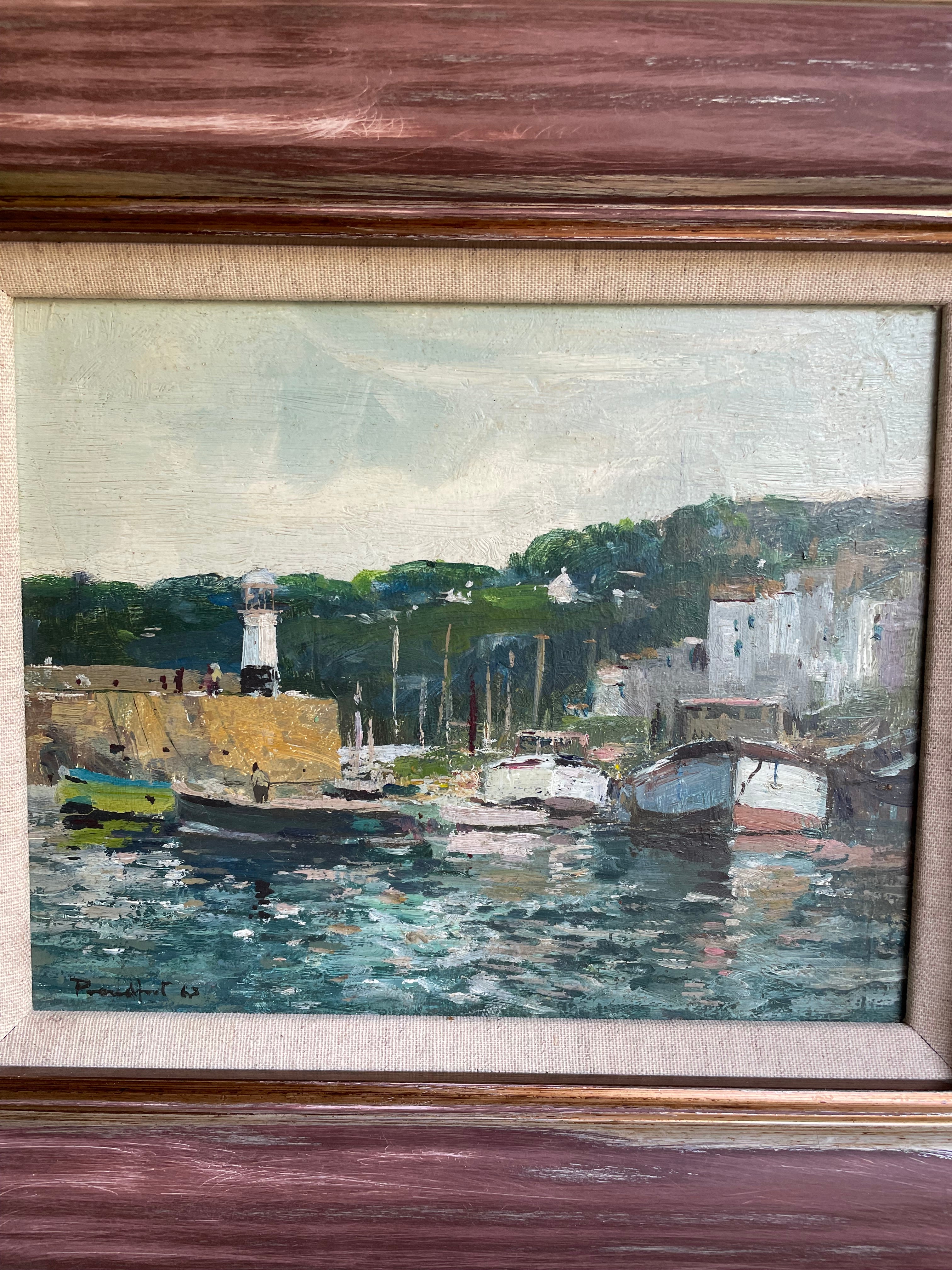 Harbour Scene: Midcentury Oil Painting Signed & Dated