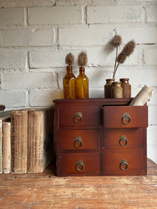 Vintage Miniature Lined Drawers with Metal Handles