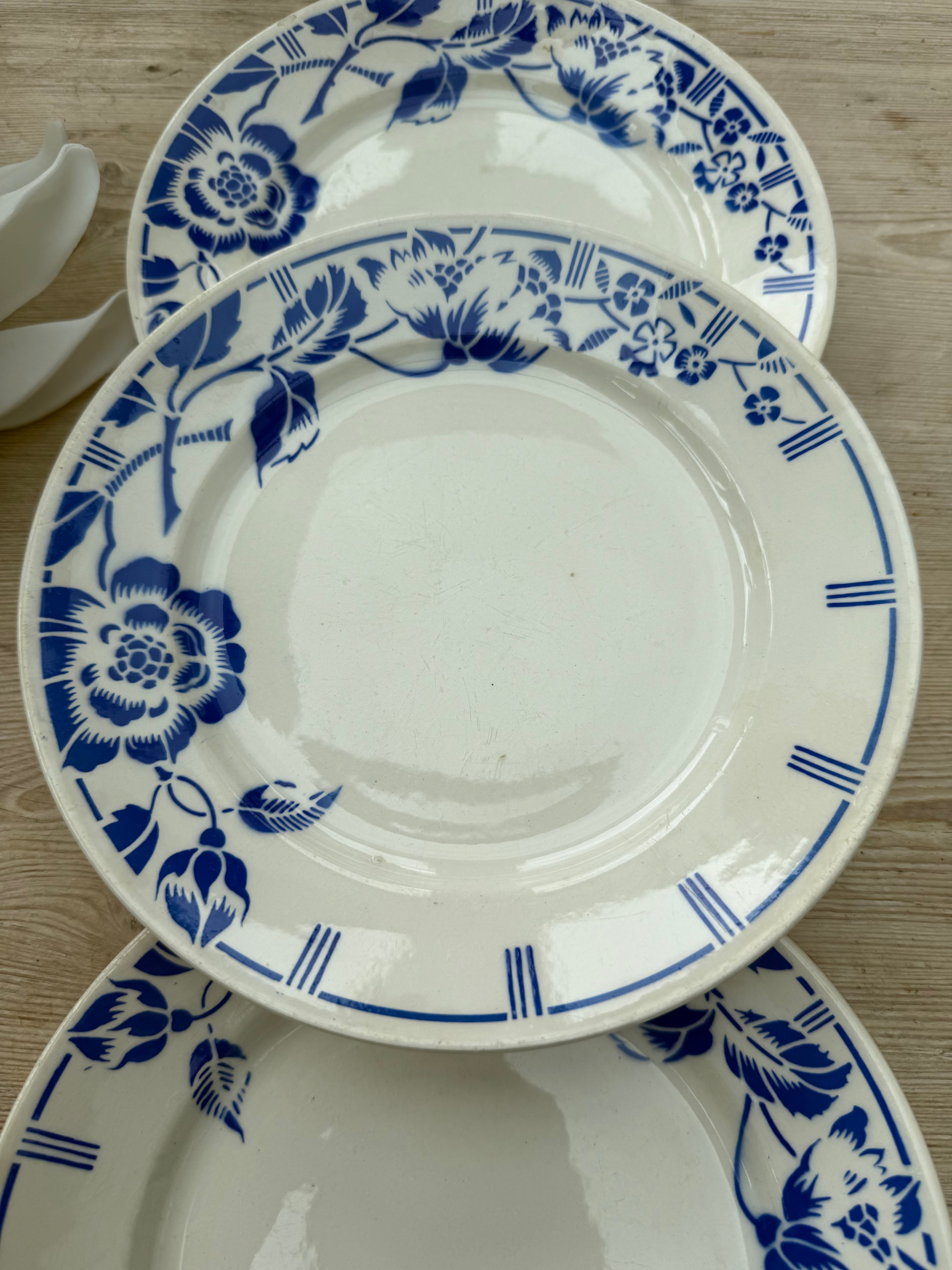 Set of Three Antique French “Luneville” Side Plates