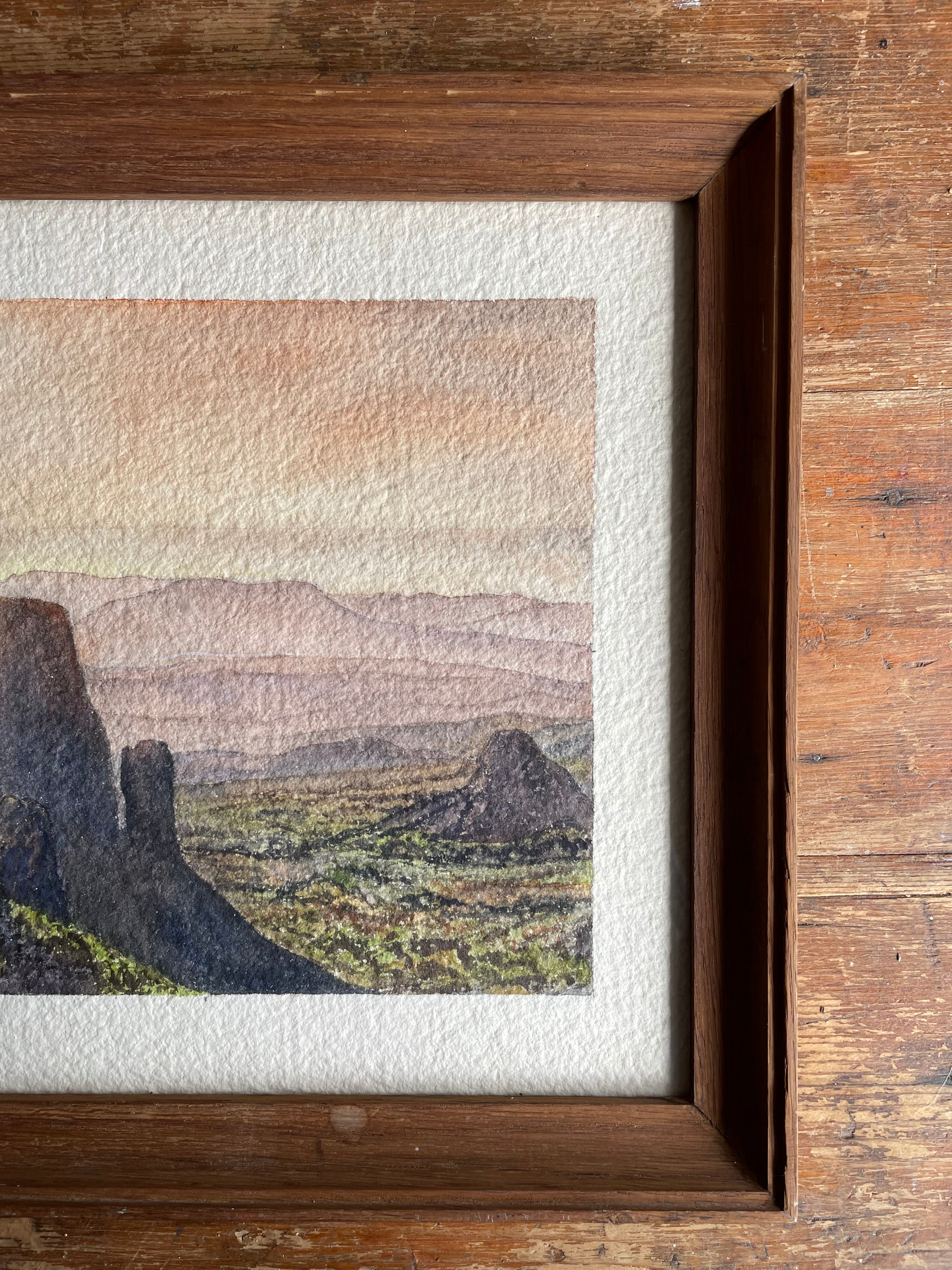 Sweeping Landscape: Signed Watercolour with Wooden Frame