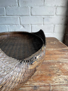 Duck-Shaped Wooden and Rattan Tray