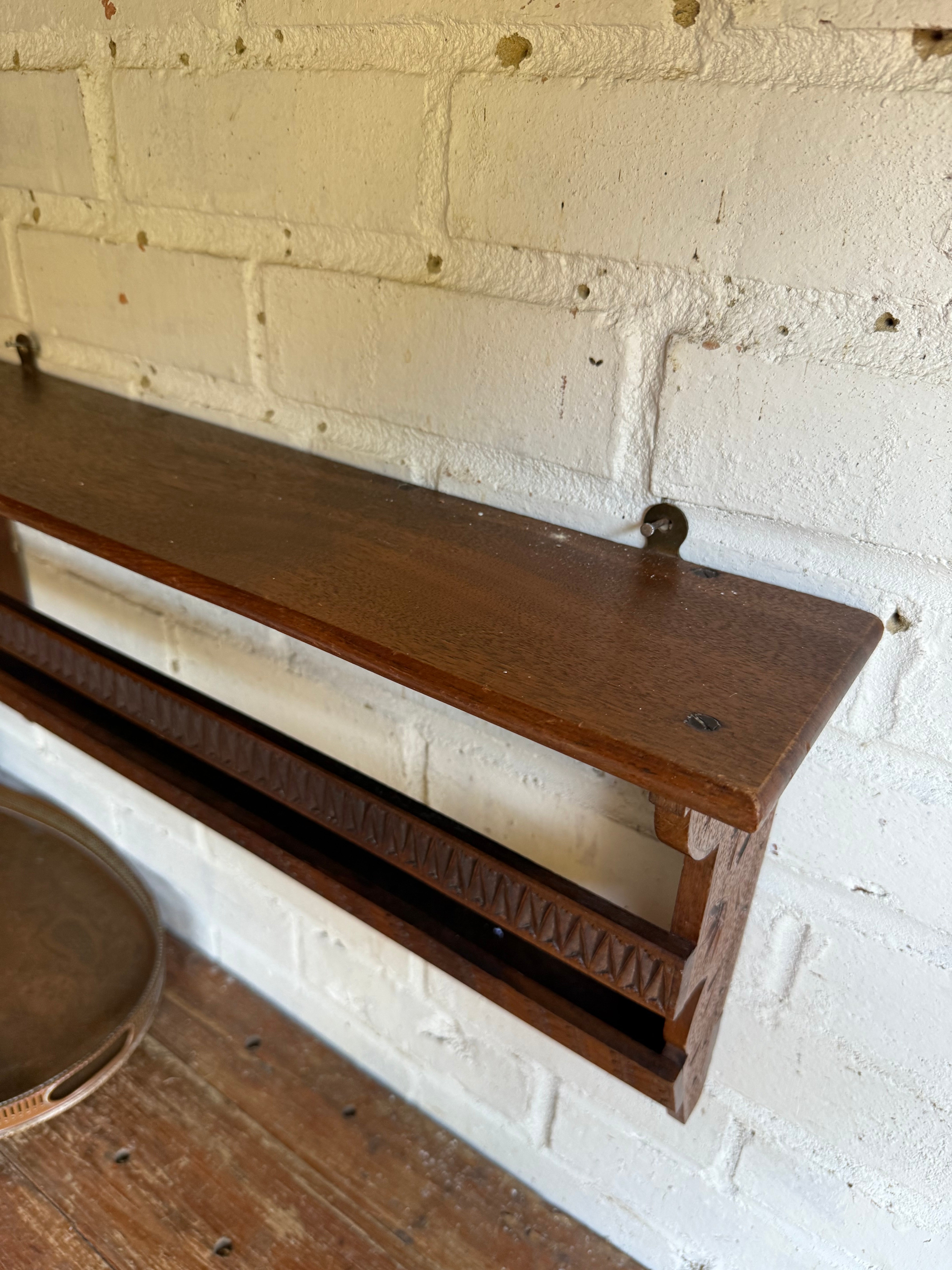 Arts & Crafts Carved Wall Hanging Shelf Circa 1910