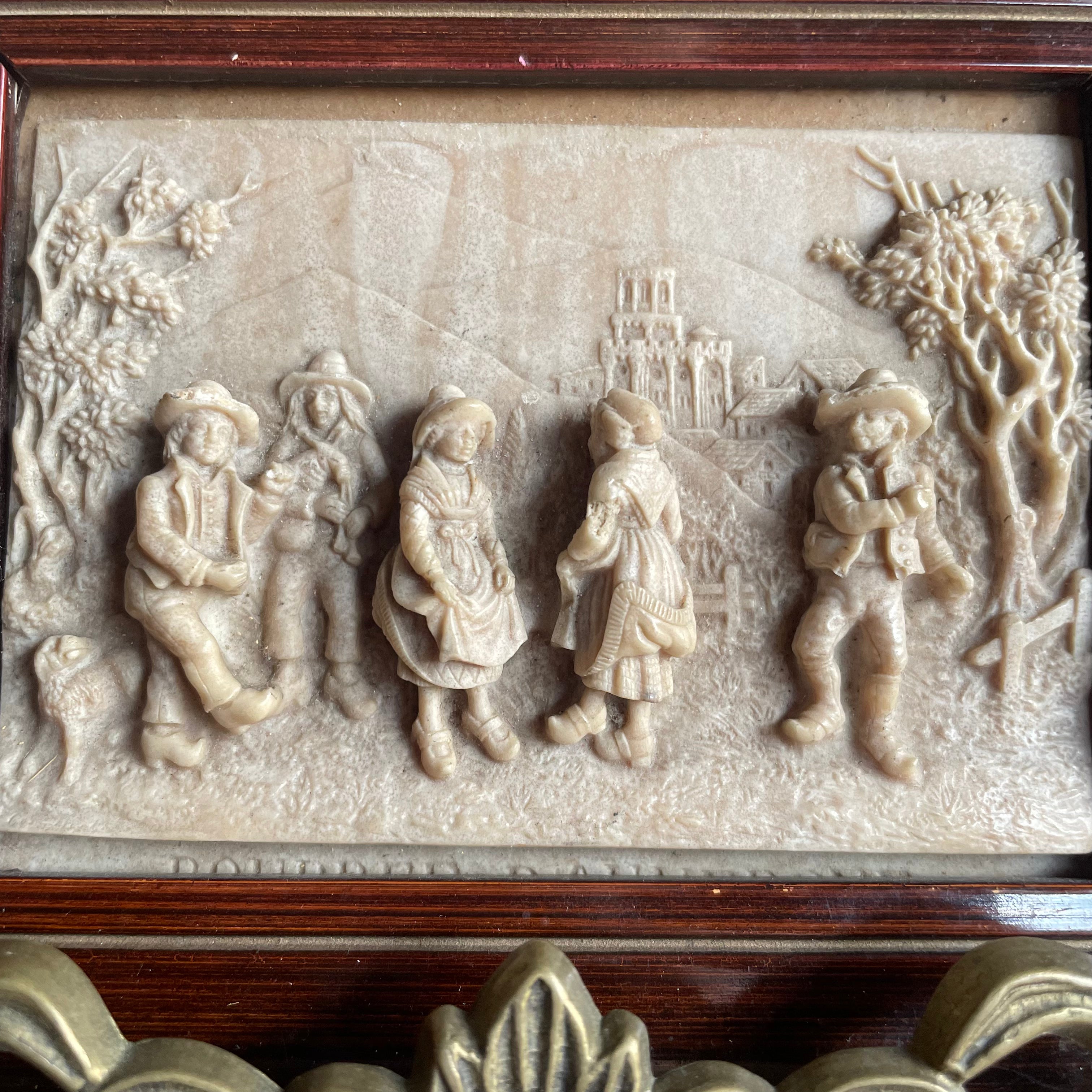 Tiny 19th Century French Lava Relief of a Pastoral Scene