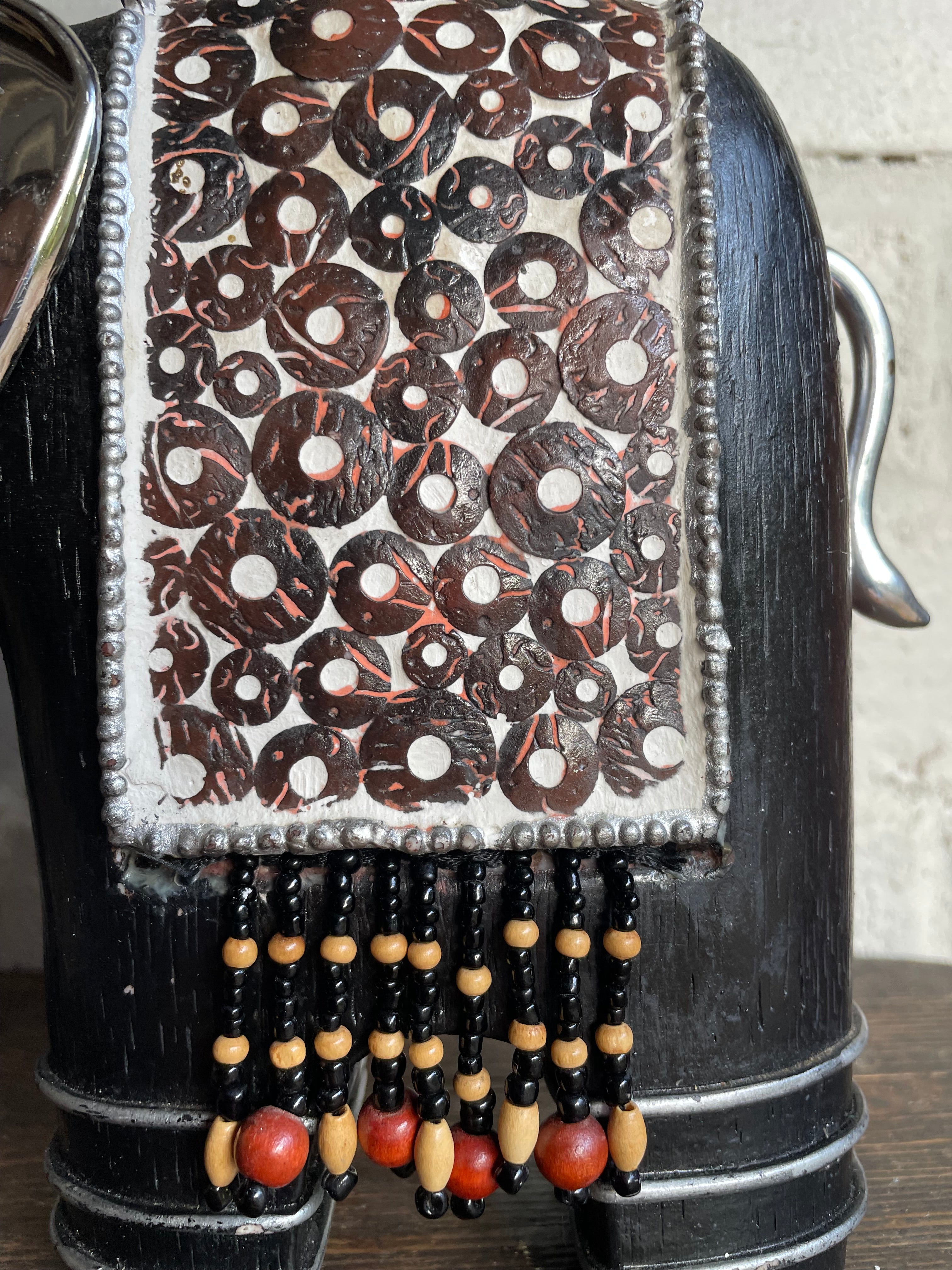 Carved Beaded Elephant Sculpture