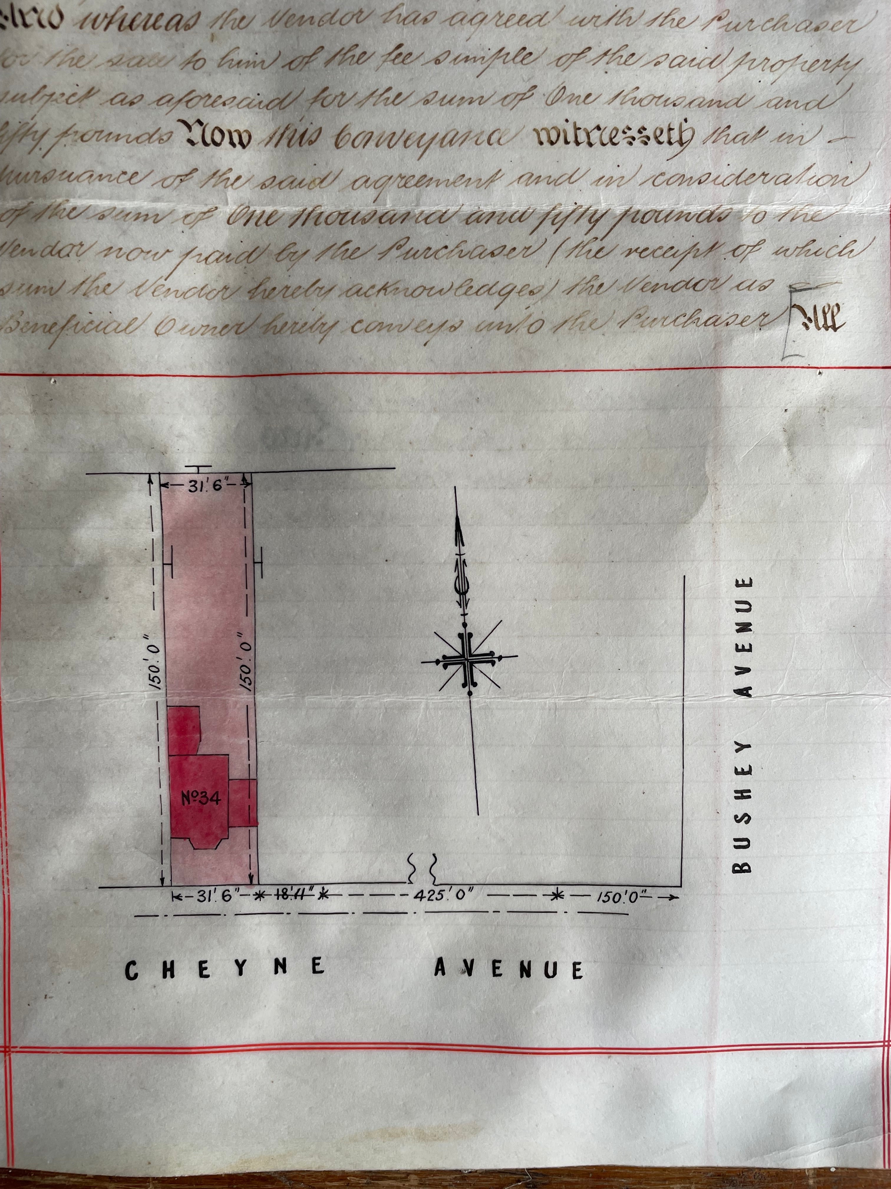 1928 Handwritten and Wax Sealed Conveyance Document. Was £22 now £14.30 at checkout