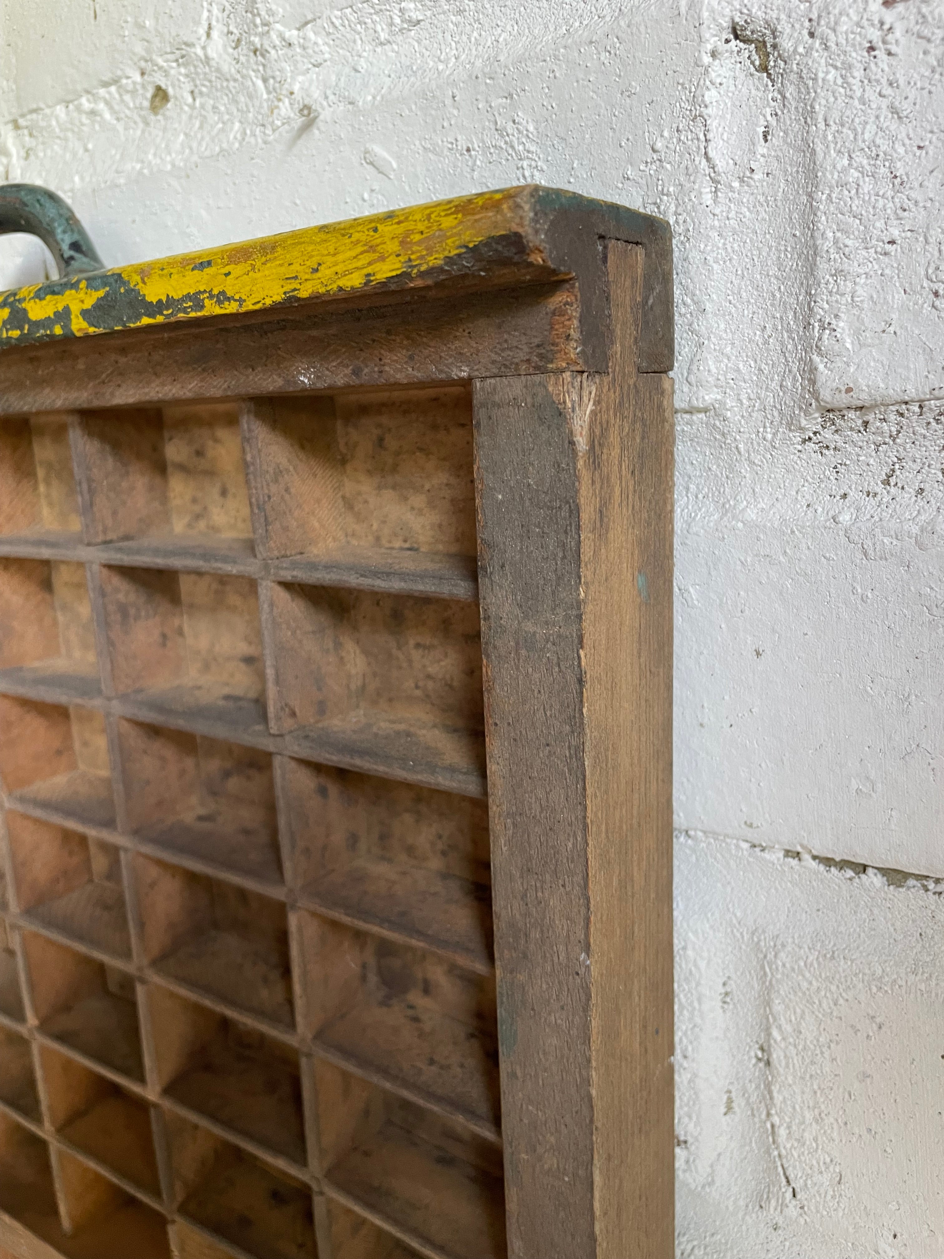 Large Vintage Printers Tray Drawer with Original Metal Handles