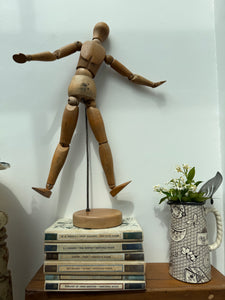 Early-Mid 20th Century French Wooden Oversized Articulated Artists Mannequin with Stand