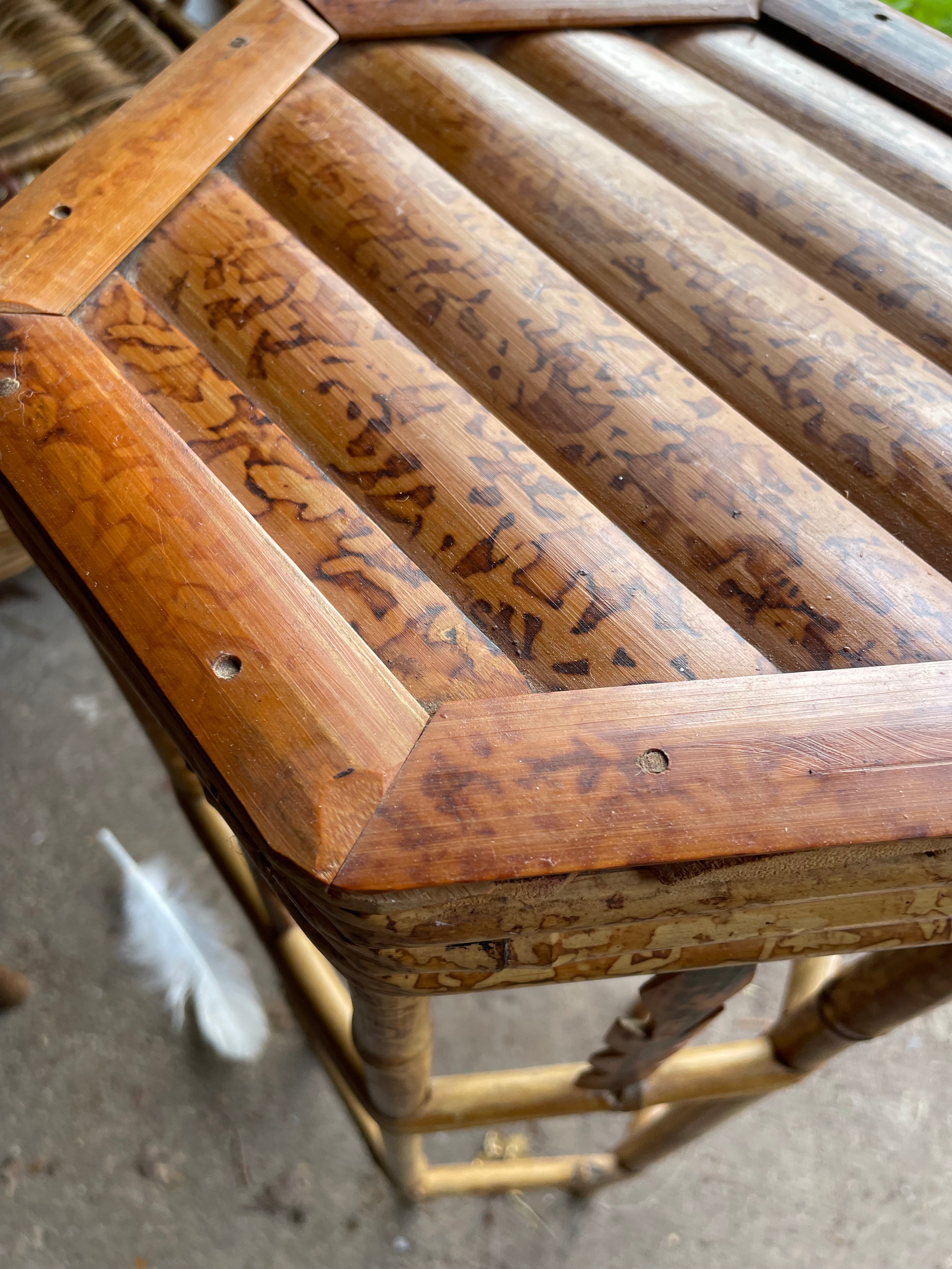 Midcentury Tiger Bamboo Plant Stand