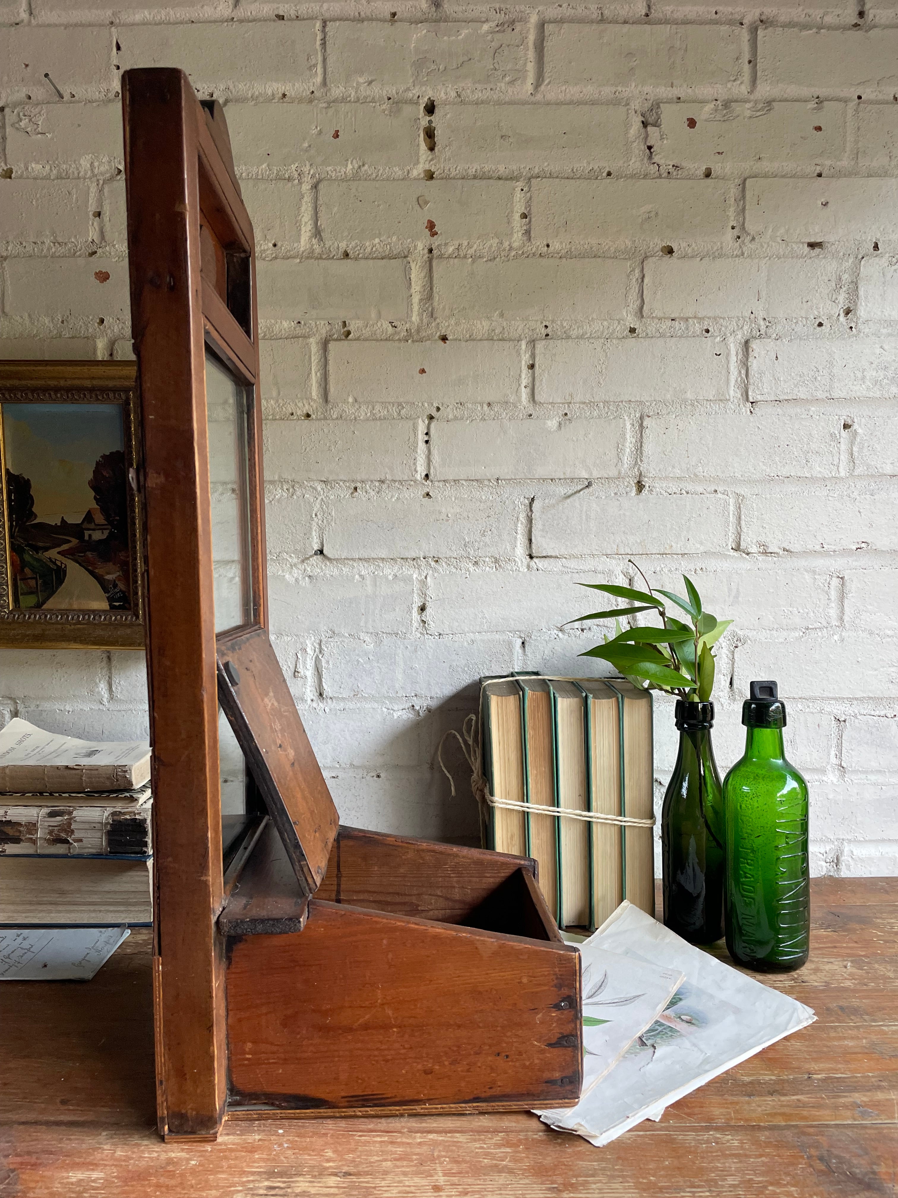 UK only delivery. 19th Century Oak Wall Unit with Mirror. Was £70 now £45.50 at checkout