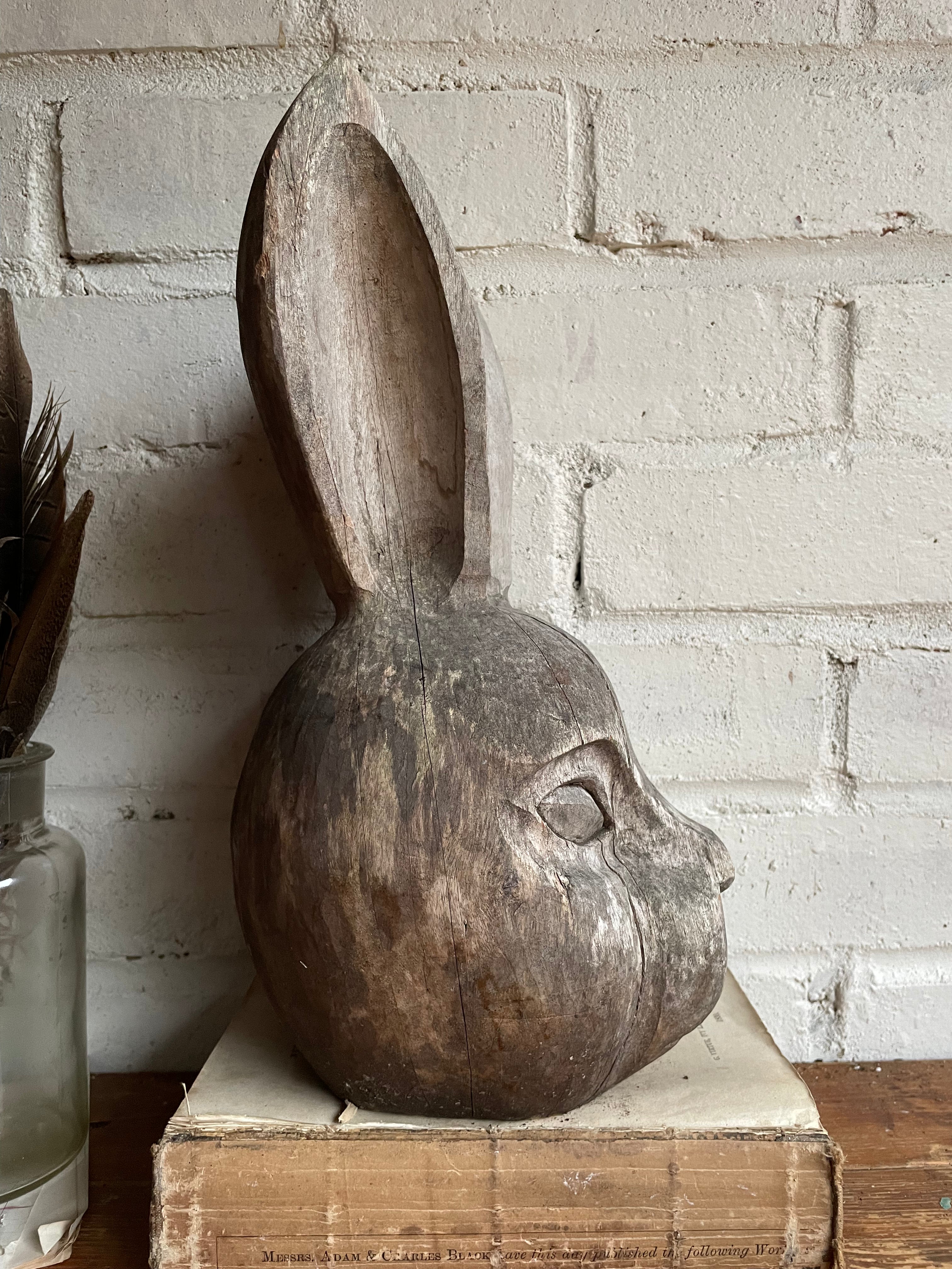 Quirky Carved Hare Sculpture