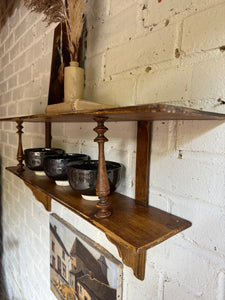 Early 20th Century Wall Hanging Shelf with Spindle Detail