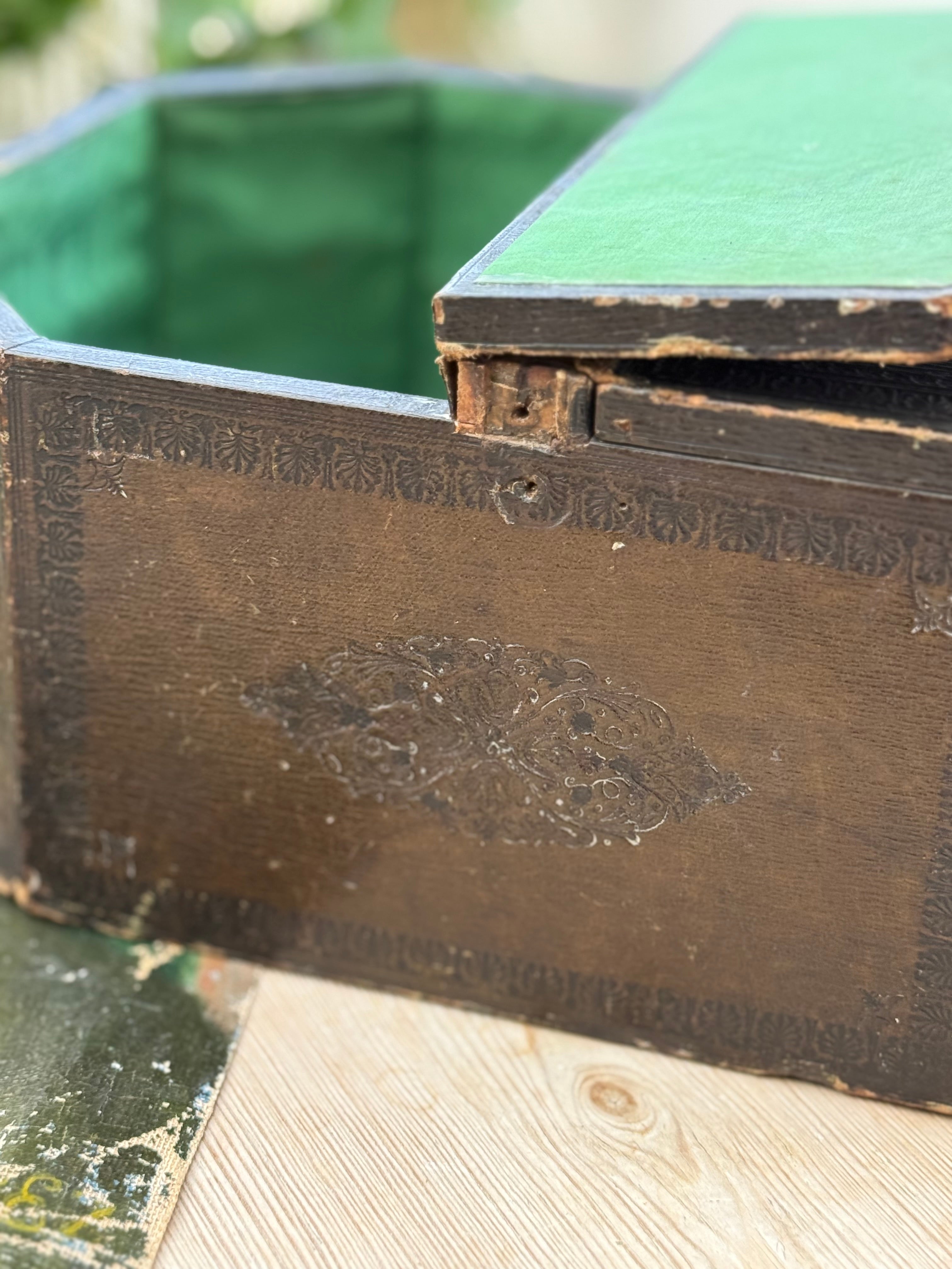 Circa 1880s: Embossed Faux Leather Double-Sided Box