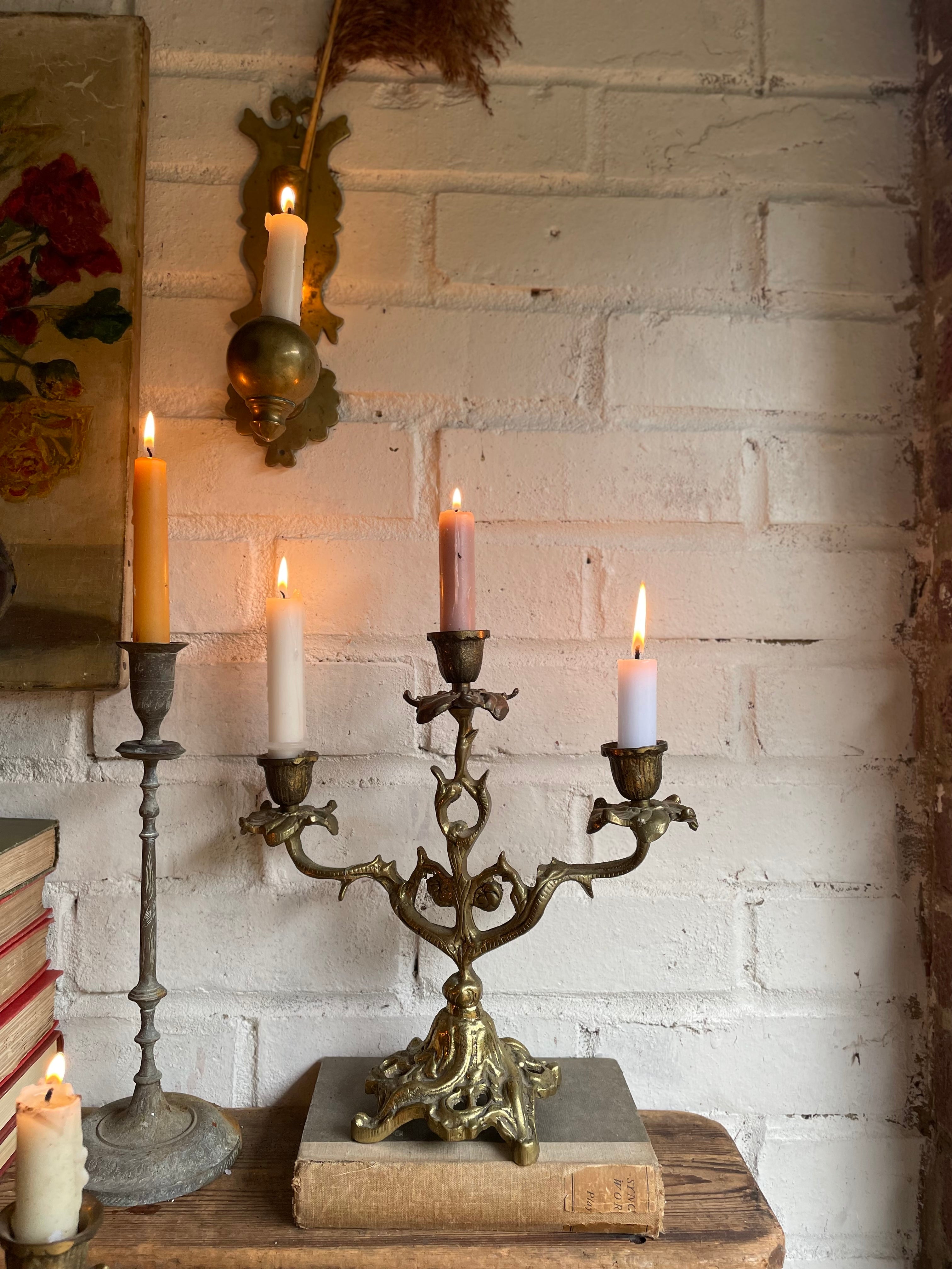 Heavy Brass Decorative Candelabra