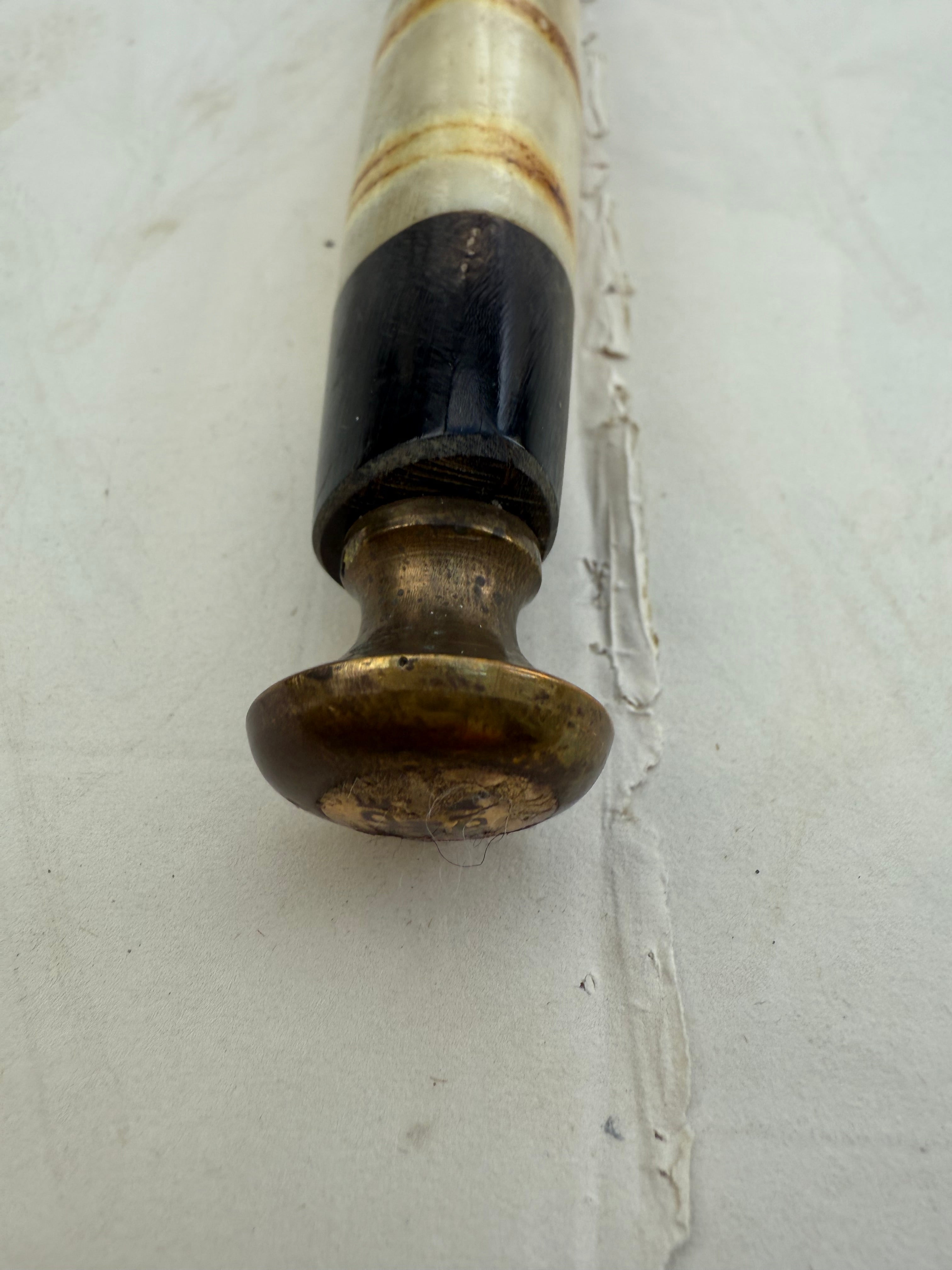 Large Vintage Brass & Alabaster Magnifying Glass: Circa 1940