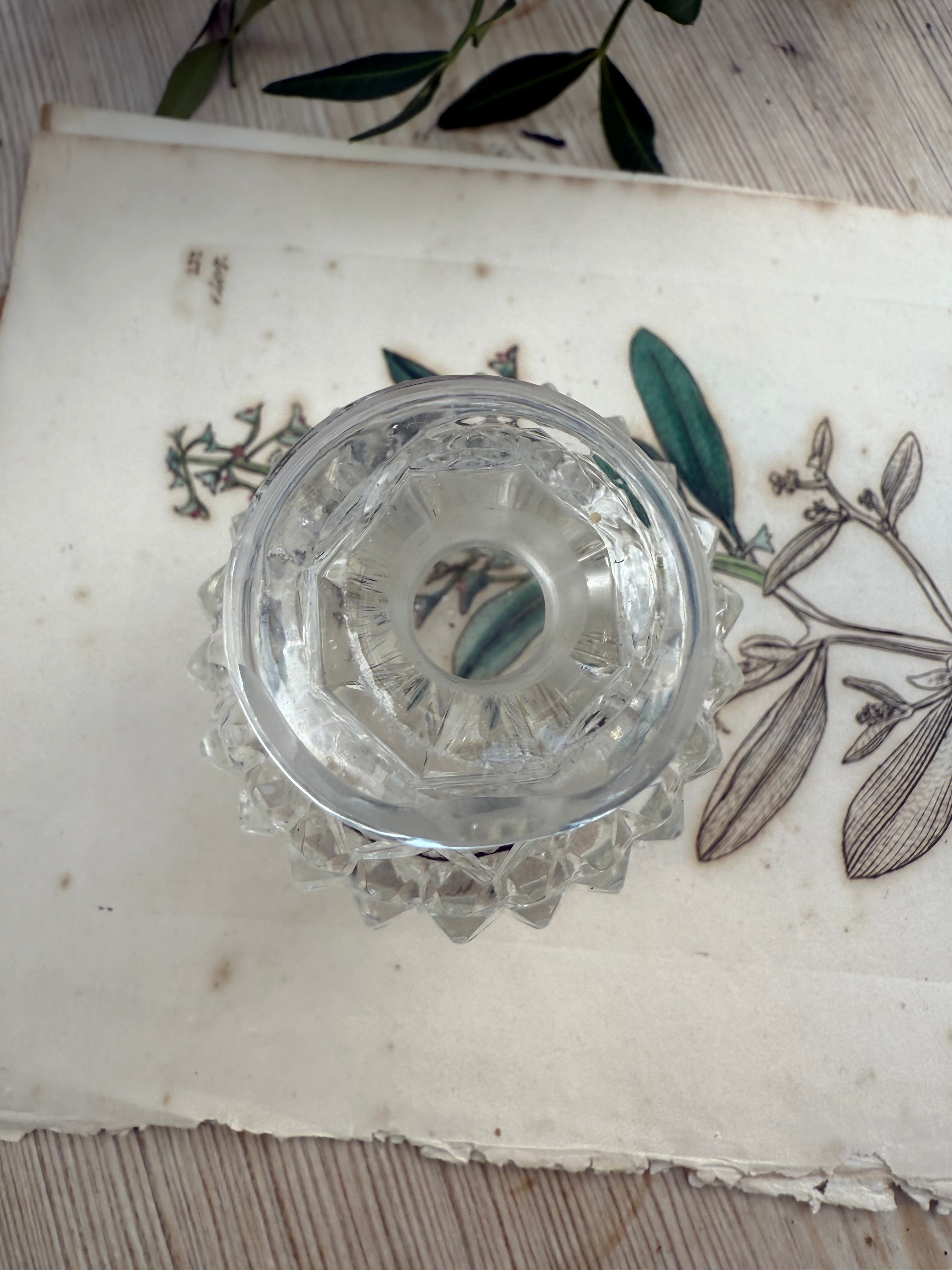 Circa 1870s: Small Victorian Cut-Glass Perfume Bottle