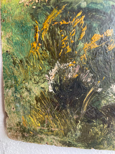 A fisherman amongst the trees: 19th Century Unframed Oil on Wood