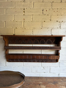 Arts & Crafts Carved Wall Hanging Shelf Circa 1910