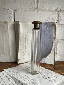 Victorian Silver Plate & Glass Toothbrush Holder with Engraved Initials