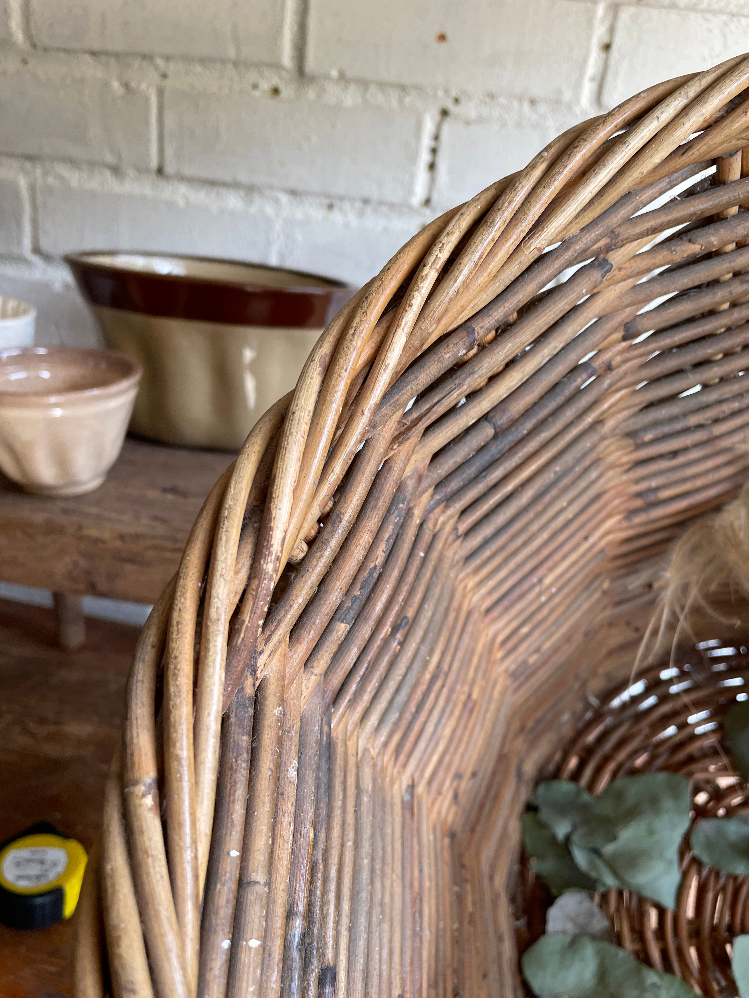 Tall Vintage French Rattan Basket