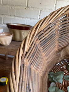 Tall Vintage French Rattan Basket