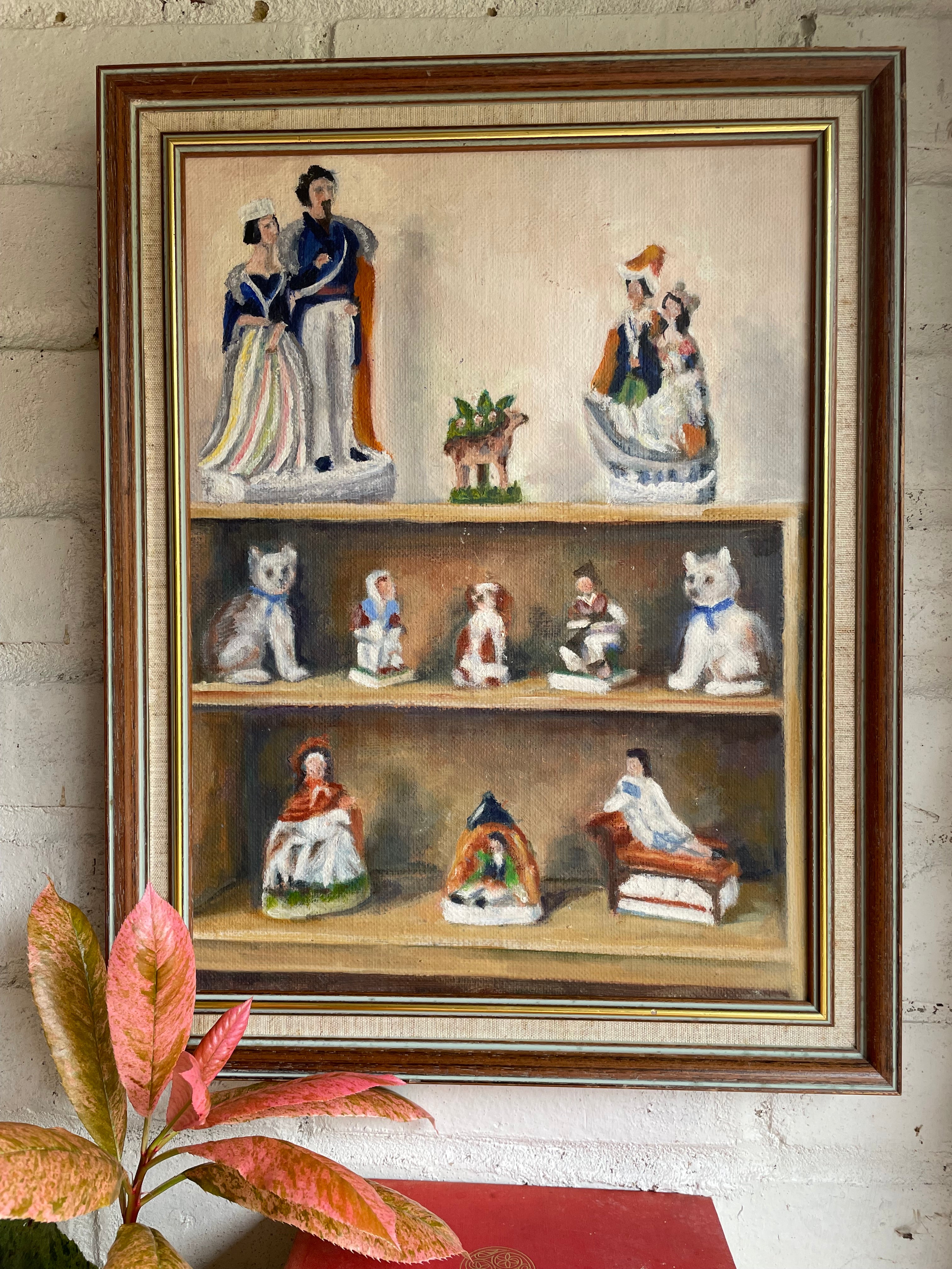 Still Life with Staffordshire Porcelain Objects:  Oil on Canvas