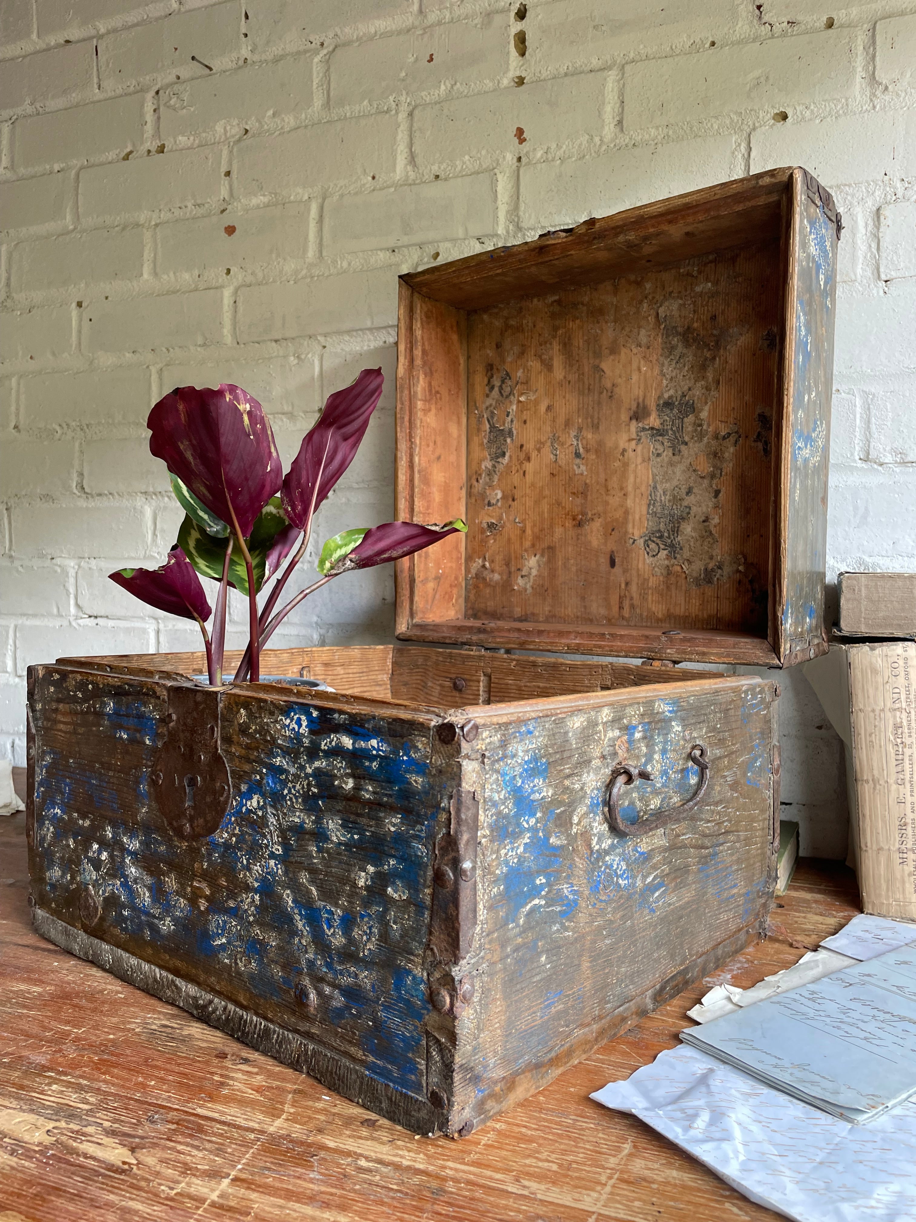 19th Century Chest with Original Iron Handles