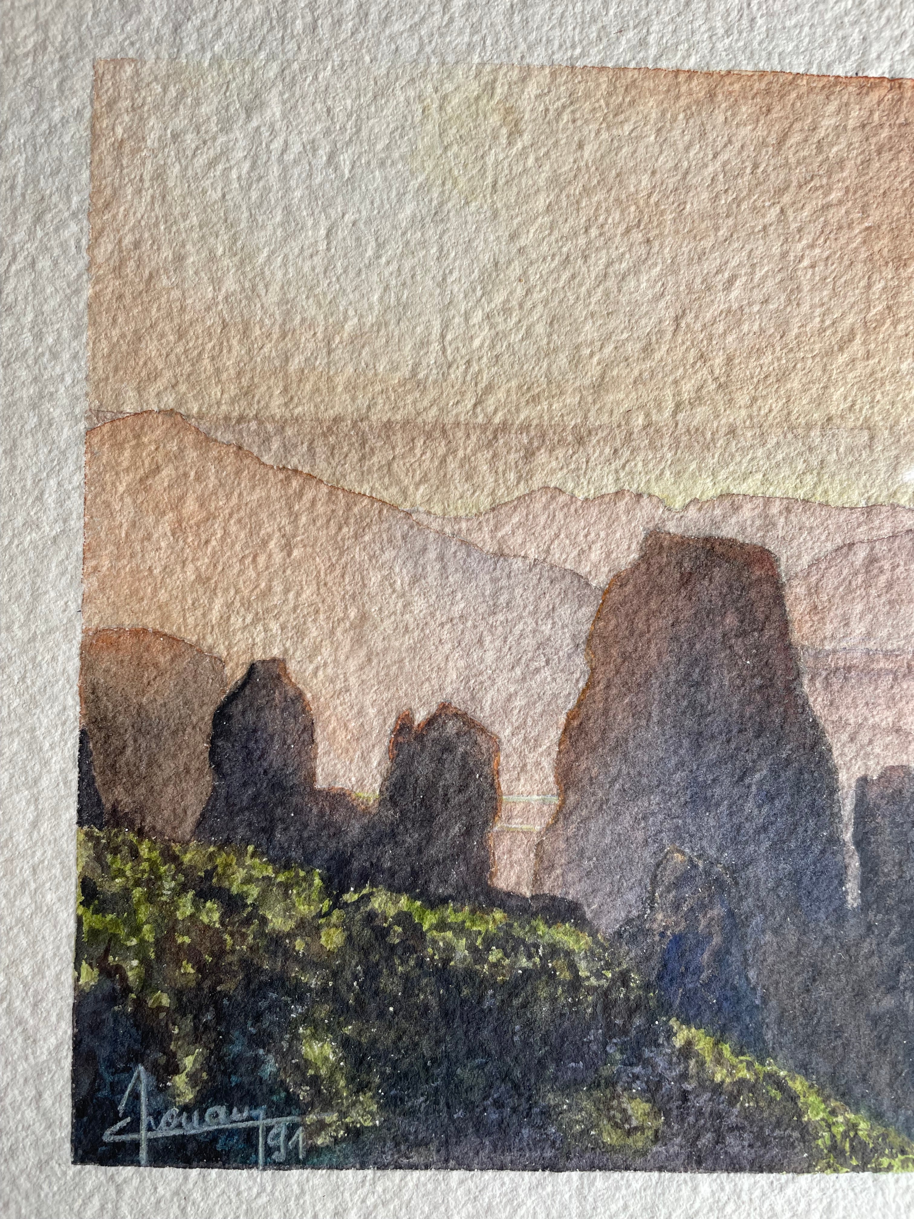 Sweeping Landscape: Signed Watercolour with Wooden Frame