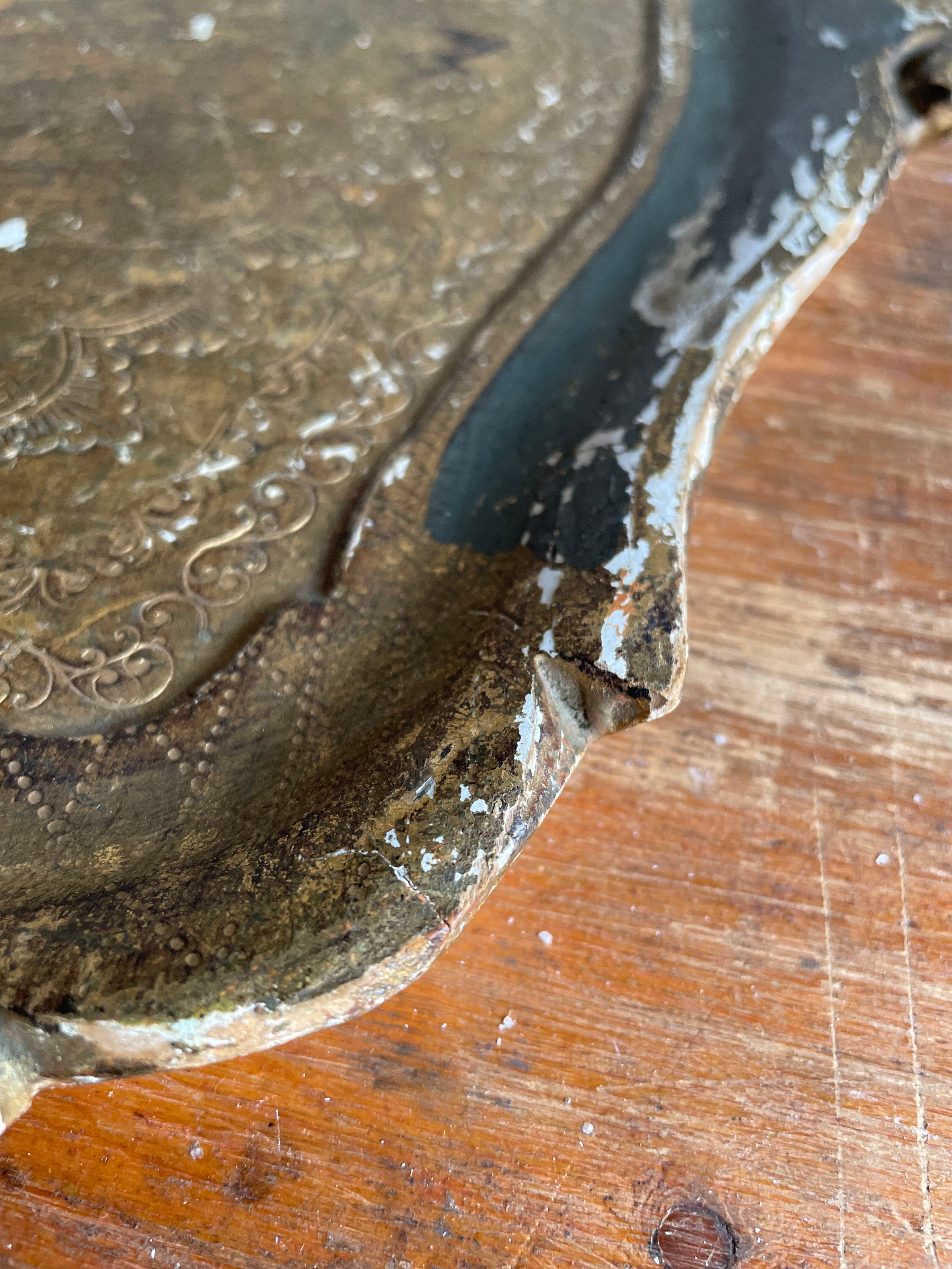 Large Florentine Tray in Gold, Blue and Coral
