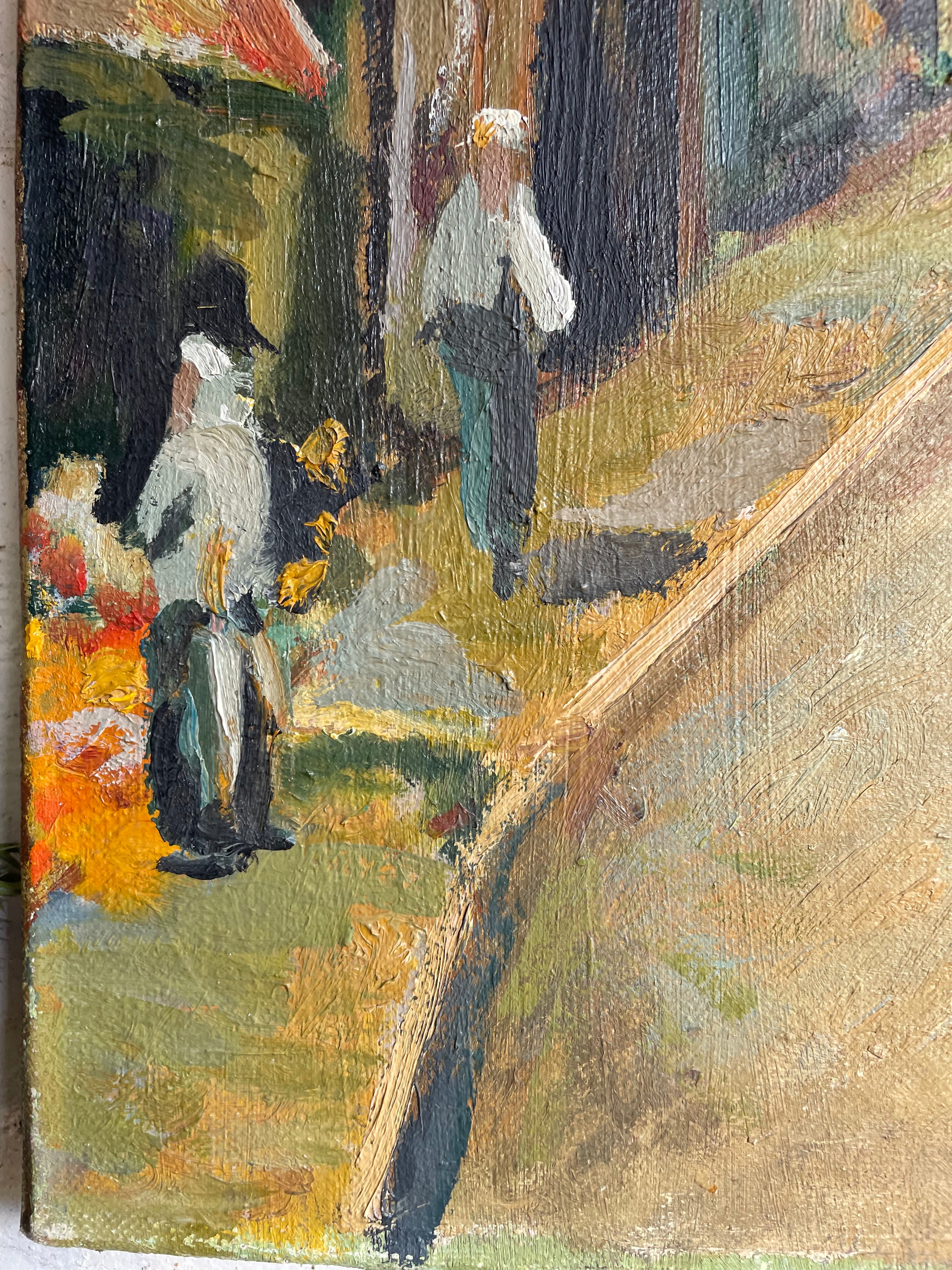 French Market Day: Antique Oil on Stretched Linen