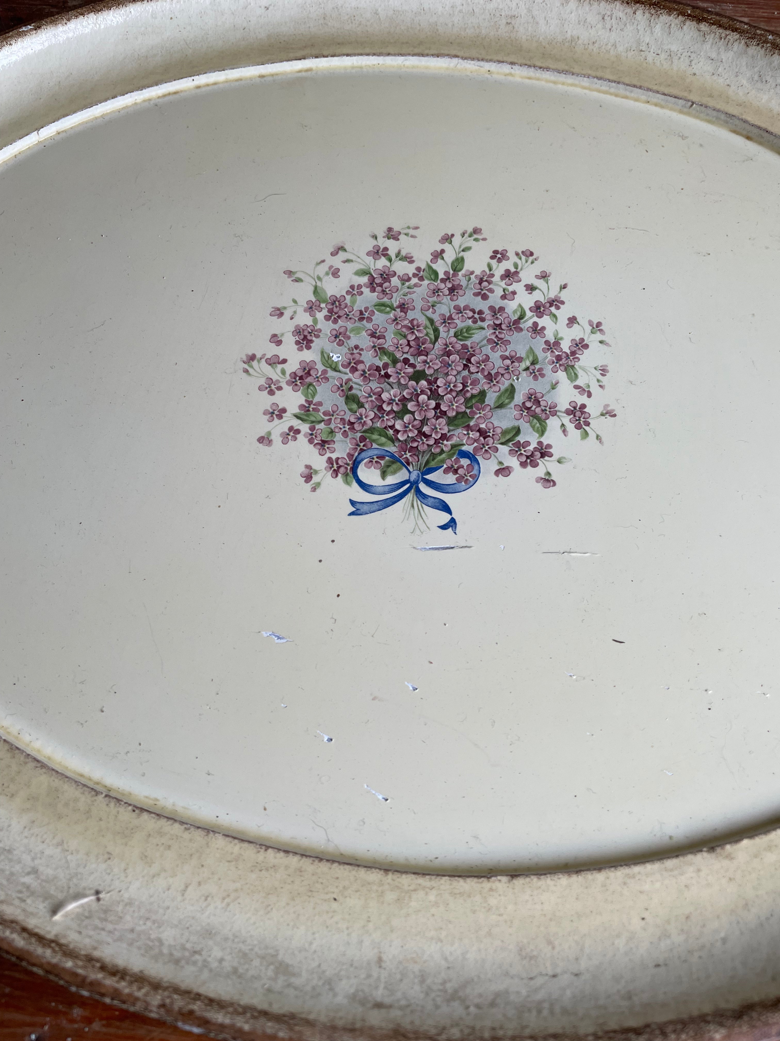 Hand-Painted Floral Wooden Tray
