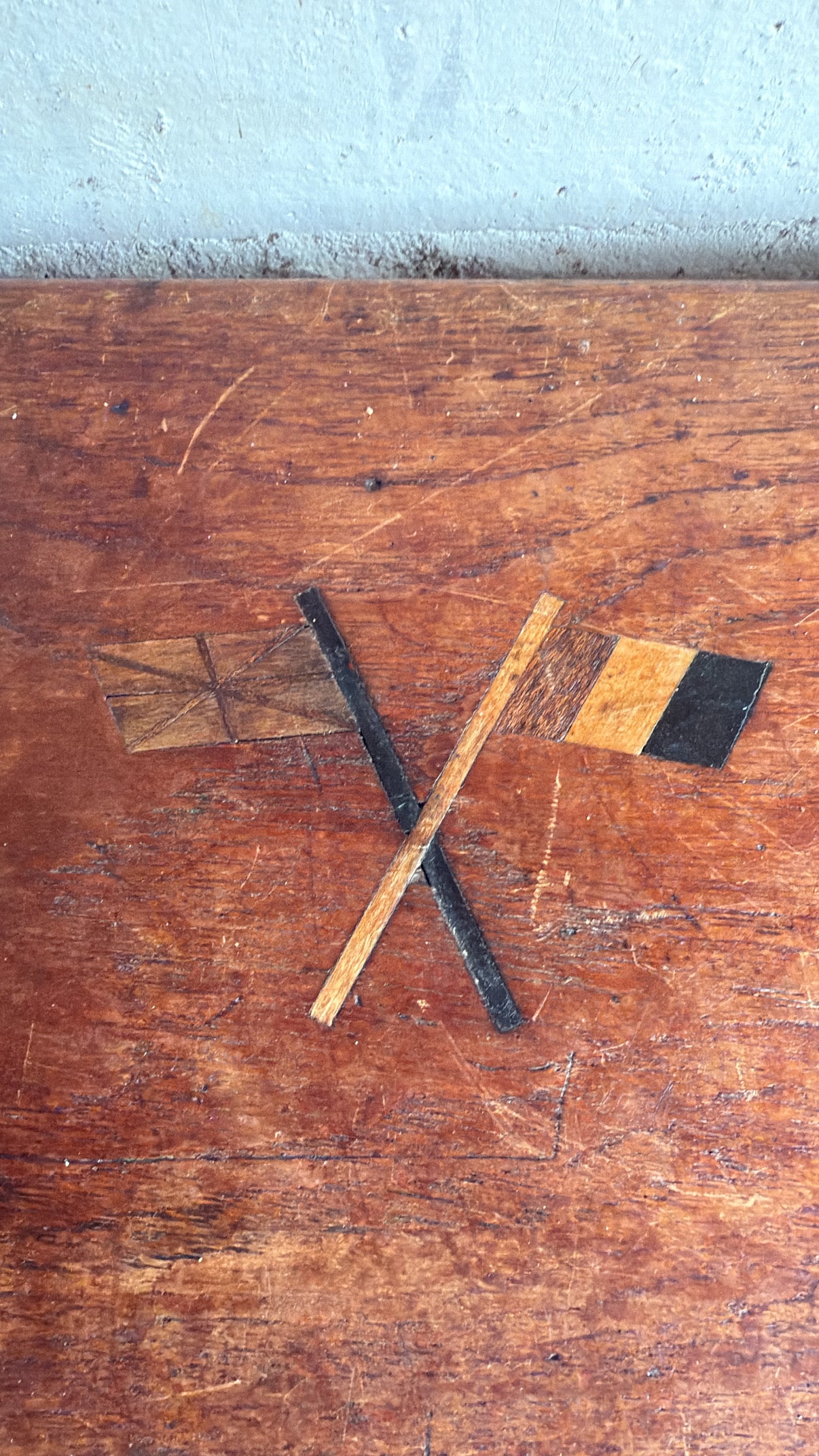 WW1 Naval Stool with Union Jack & French Flag Inlay